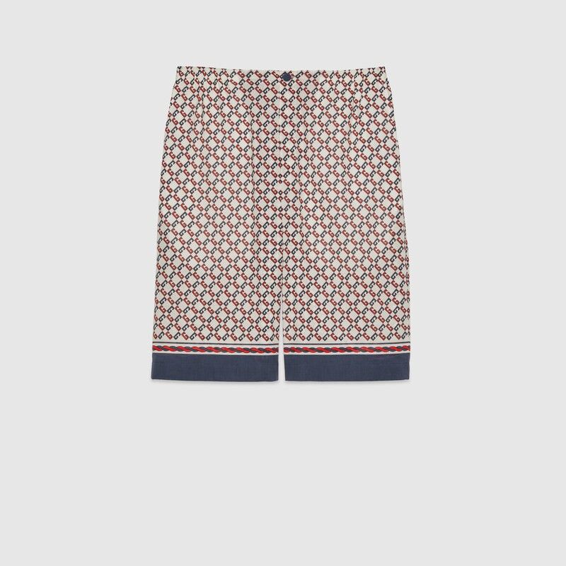 Gucci o1mt1gz0625 Geometric G Print Muslin Shorts in Multicolor Size US 34 / EU 50 - 1 Thumbnail