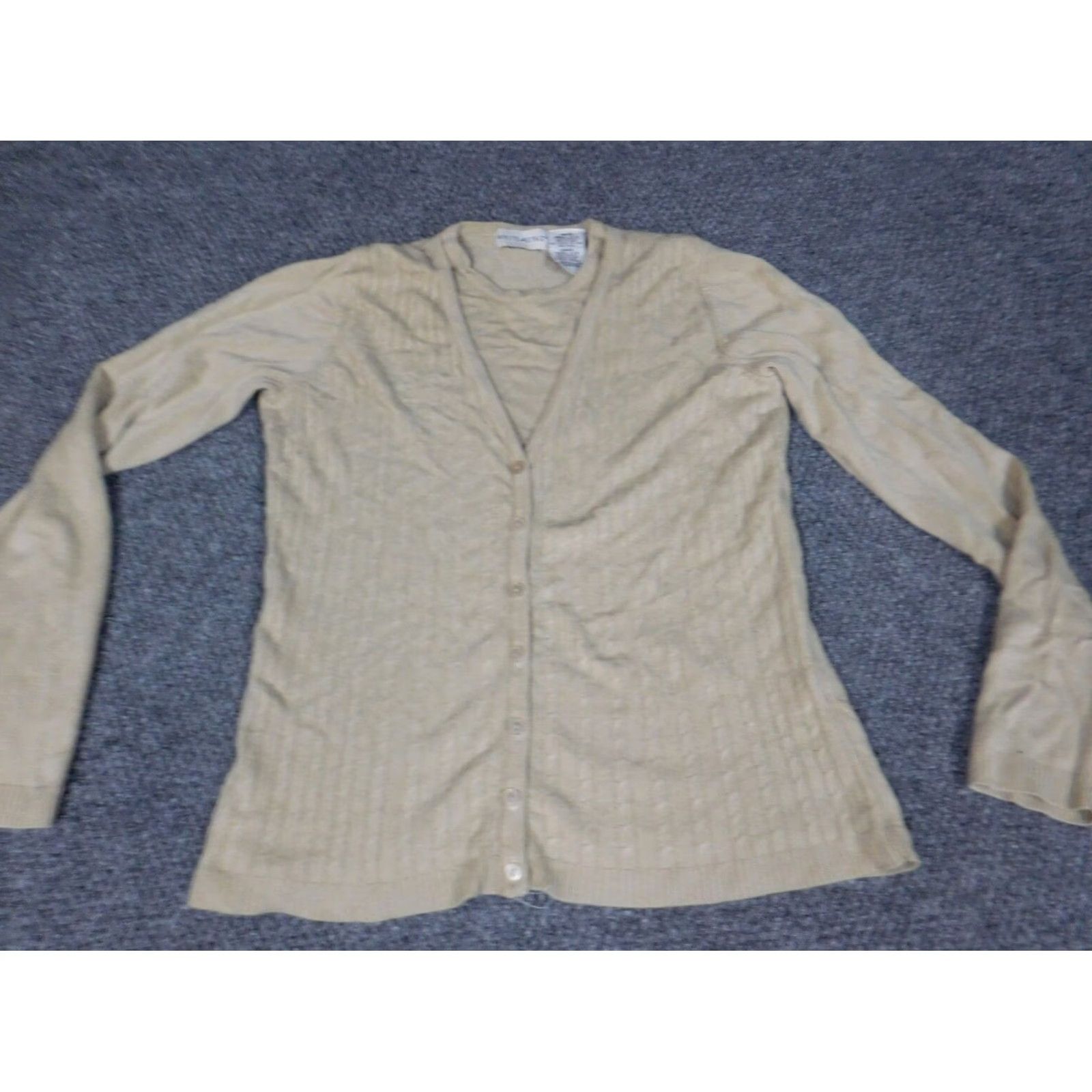 Vintage White Stag Womens Sweater S Raglan Long Sleeve Round Neck Open-Knit Lightweight Pullover Button Logo Beige White Stag Modern Womens Size S / US 4 / IT 40 - 4 Thumbnail