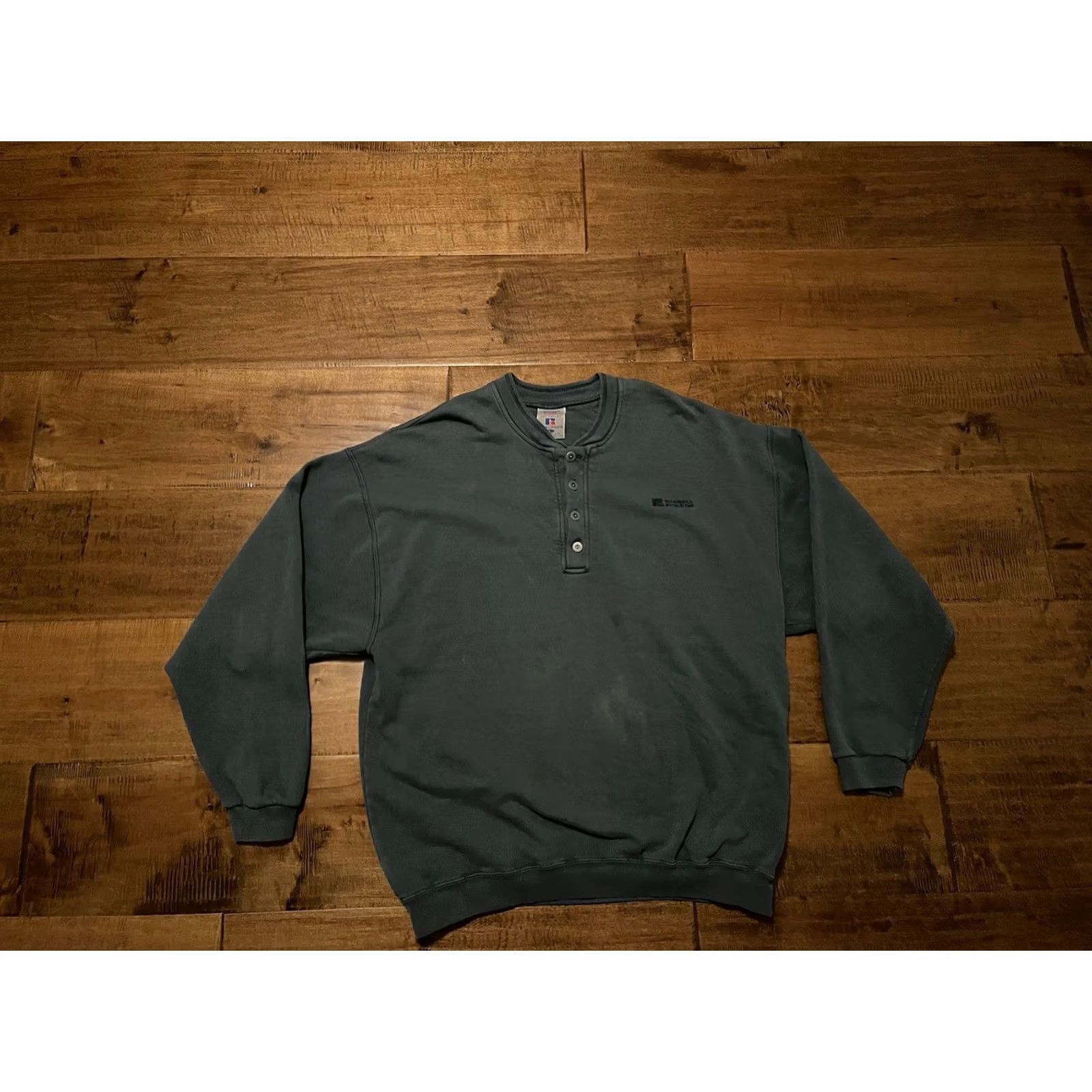 Russell Athletic VINTAGE Russell High Cotton Made in USA Green Henley Sweatshirt - Men's XL Size US XL / EU 56 / 4 - 2 Thumbnail