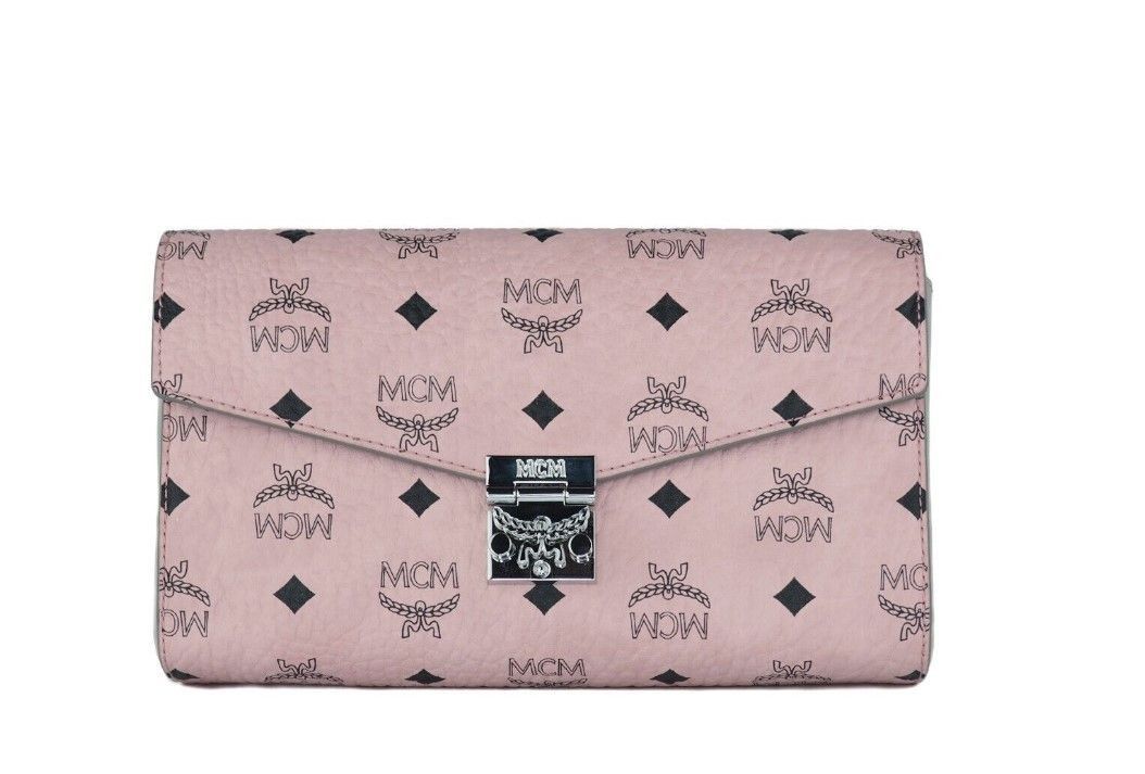 MCM Medium Soft Pink Signature Diamond Logo Leather Clutch Size ONE SIZE - 1 Thumbnail