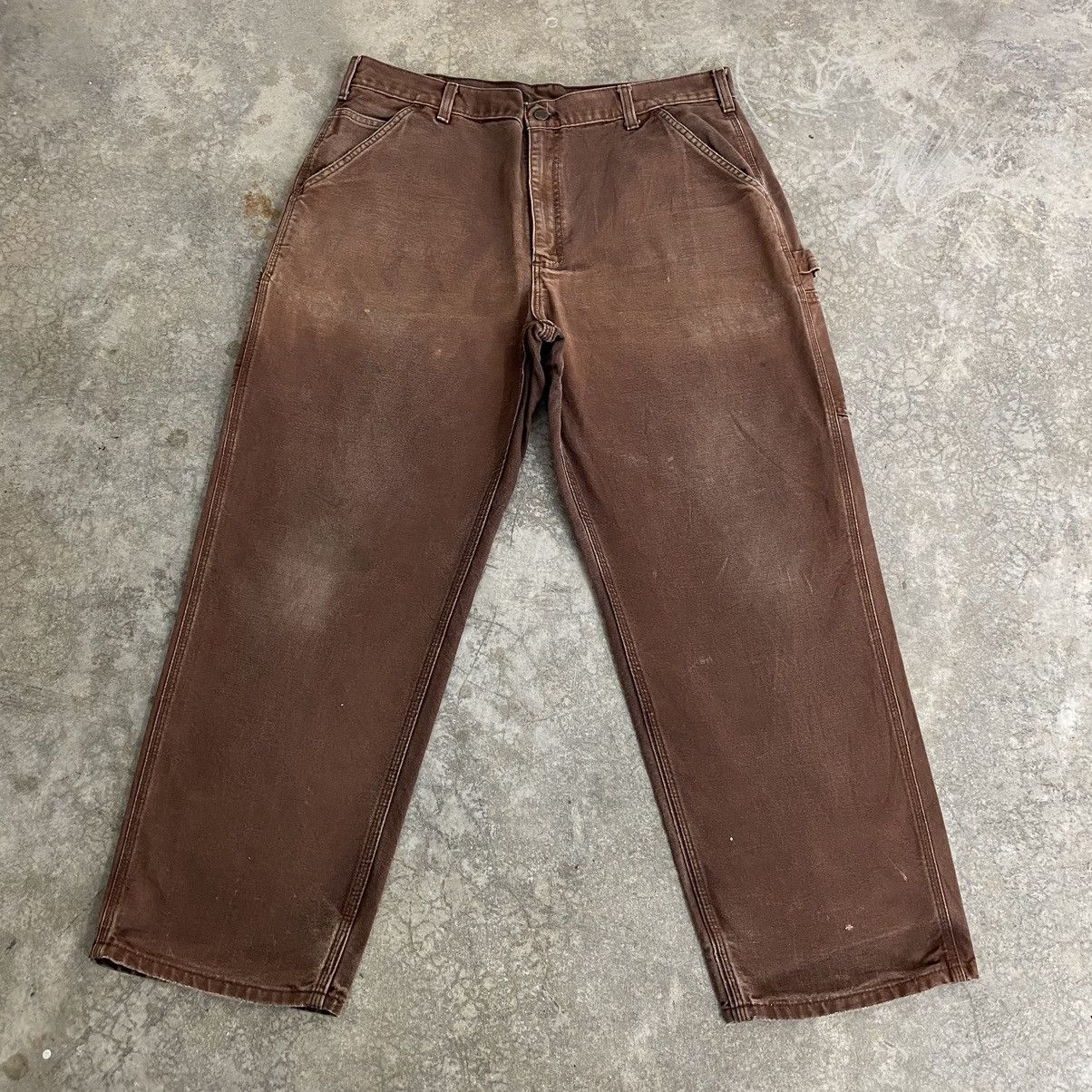Carhartt Vintage Carhartt Faded Brown Carpenter Workwear Pants Size US 38 / EU 54 - 2 Thumbnail