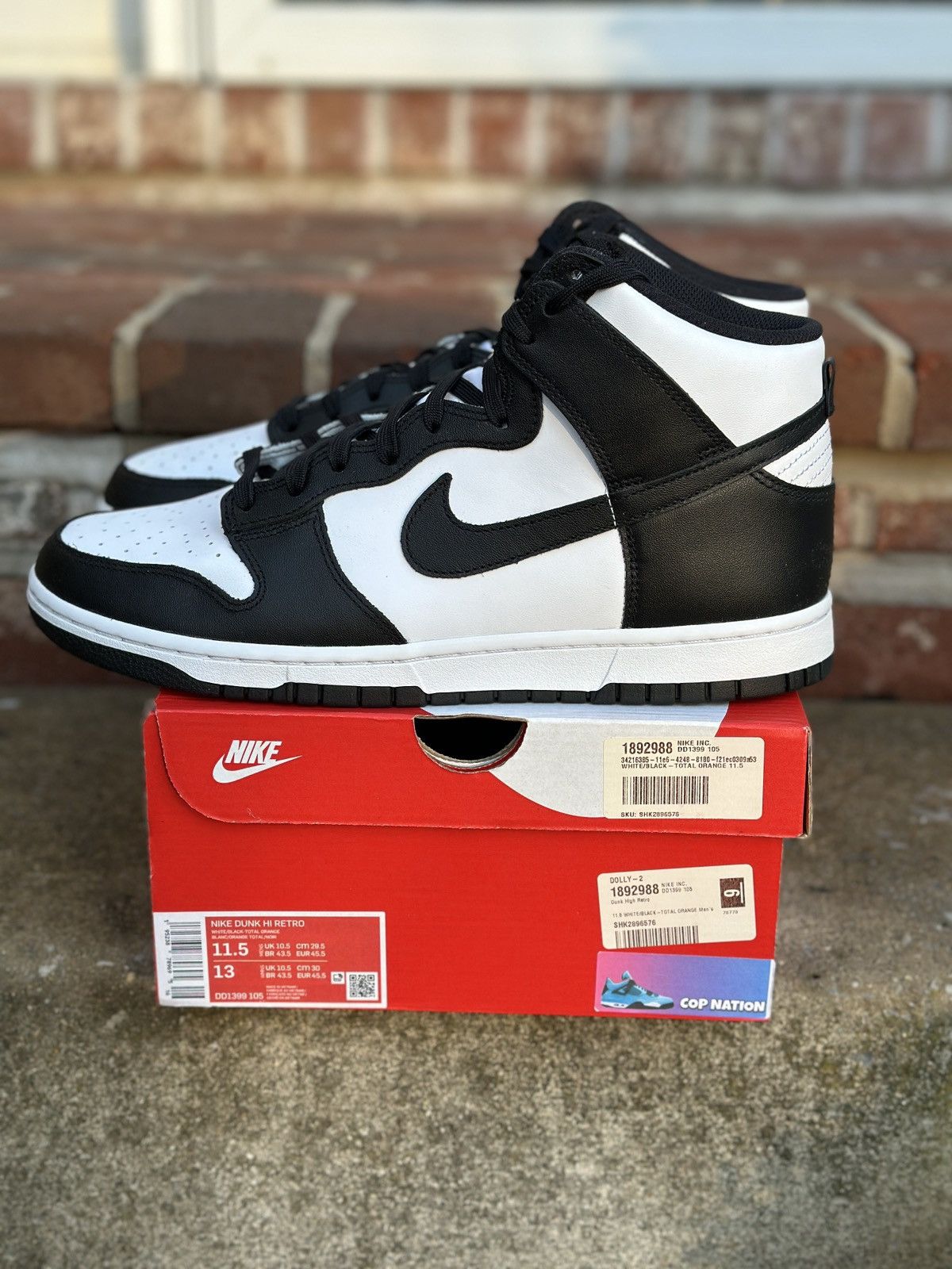 Nike Nike Dunk High Panda Black White (11.5M) Size US 11.5 / EU 44-45 - 2 Thumbnail