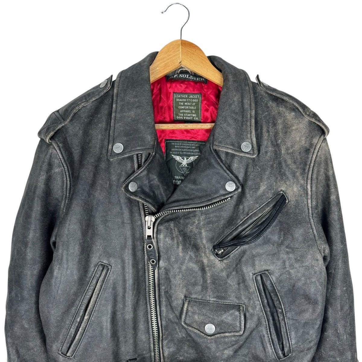 Vintage ☀️DOG FIGHT PERFECTO BIKERS COWHIDE LEATHER JACKET Size US L / EU 52-54 / 3 - 3 Thumbnail