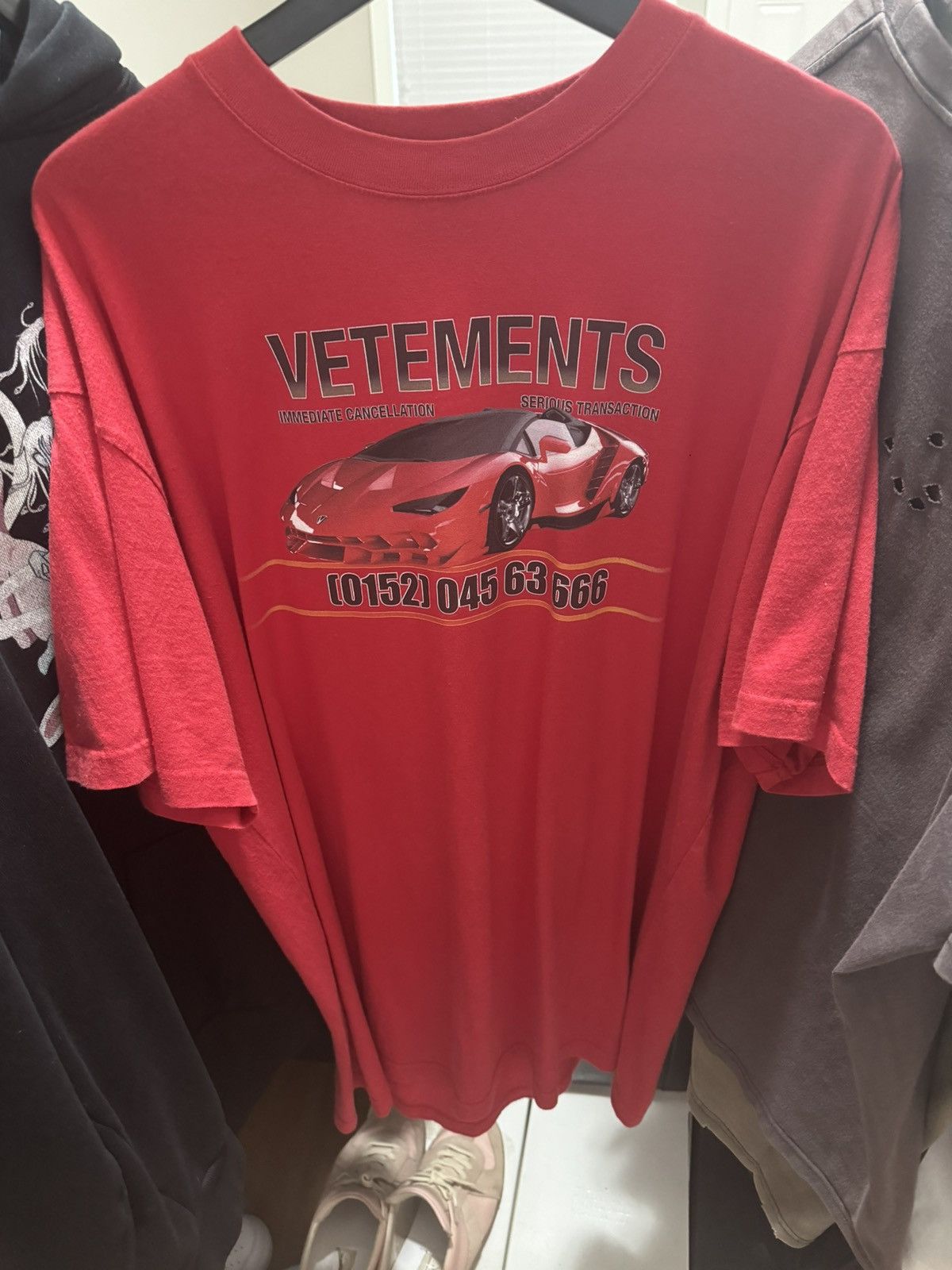 Vetements VETEMENTS Lamborghini Car Hotline T-Shirt Red