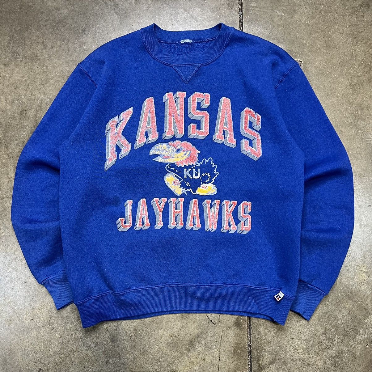 NCAA × Russell Athletic × Vintage Vintage Kansas Jayhawks Russell Athletic Crewneck Sweatshirt Size US S / EU 44-46 / 1 - 1 Thumbnail