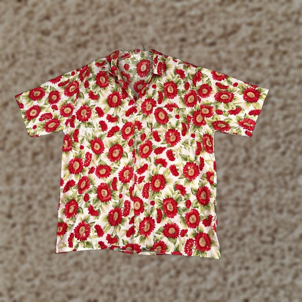 Vintage Hawaiian Shirt Royaura Mens Extra Large White Floral Cotton Blend Pocket Size US XL / EU 56 / 4 - 1 Thumbnail