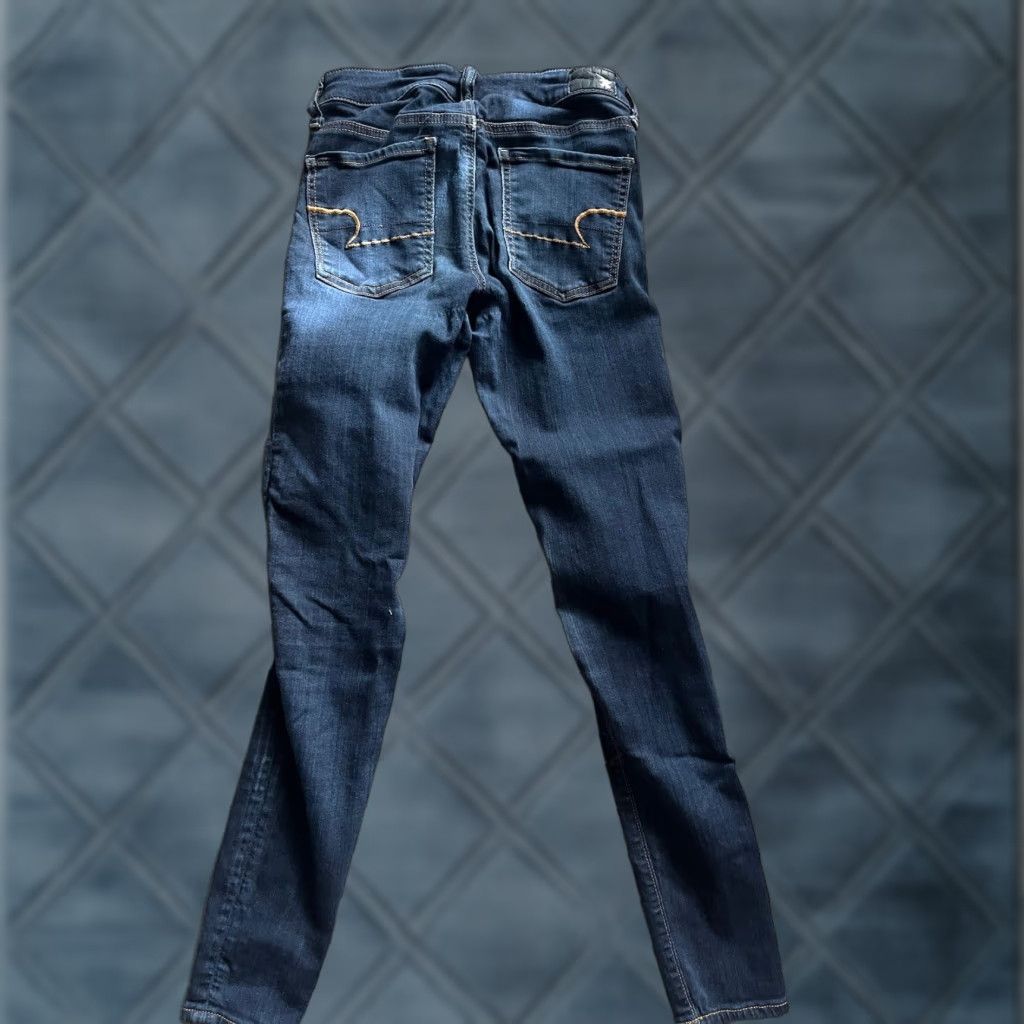 American Eagle Outfitters American Eagle Outfitters Jegging Pants 2 Women Regular Solid Distressed Blue Stretch Denim Size 26" / US 2 / IT 38 - 1 Thumbnail