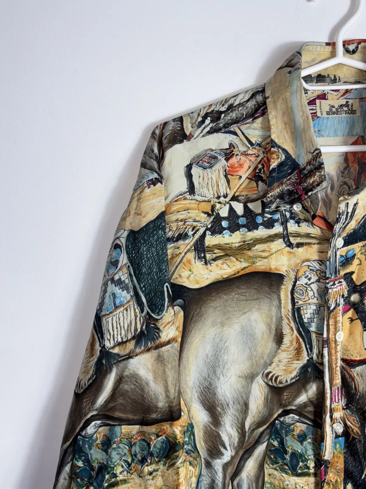 Hermes Vintage Hermes Les Cheyennes silk shirt Size US M / EU 48-50 / 2 - 7 Thumbnail