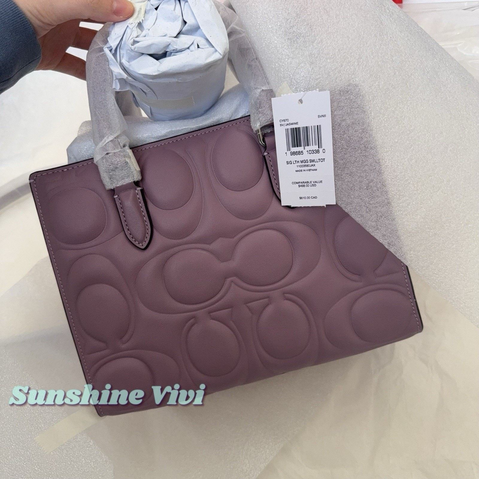 Coach NWT Coach Maggie Small Tote Bag Leather Silver Jasmine CY670 Size ONE SIZE - 4 Thumbnail