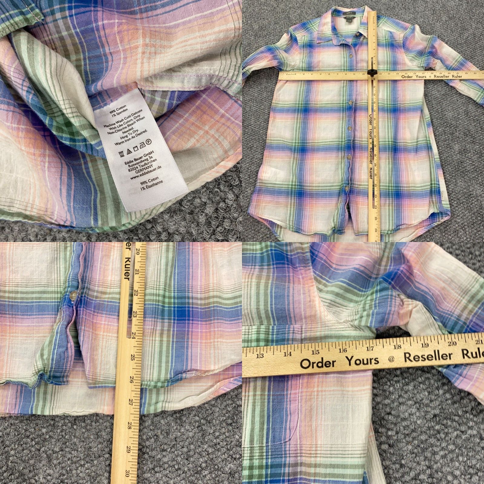 Eddie Bauer Eddie Bauer Womens Shirt Top Small Ivory Plaid Button Up Pocket Regular Fit Size M / US 6-8 / IT 42-44 - 8 Thumbnail