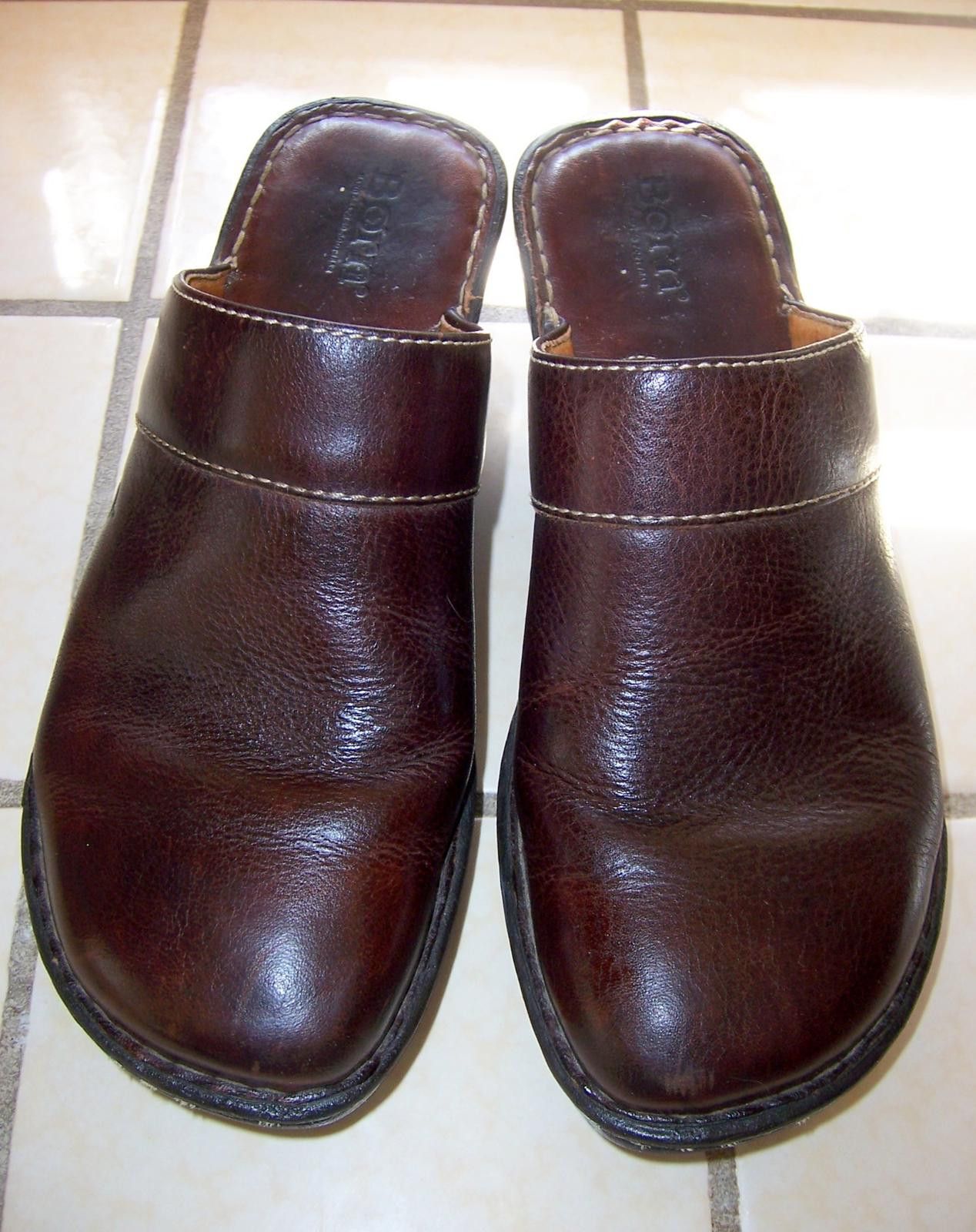 Born Born Women's Sz 8M Leather Wedge Slip-on Clogs/Mules Brown Size US 8 / IT 38 - 1 Thumbnail