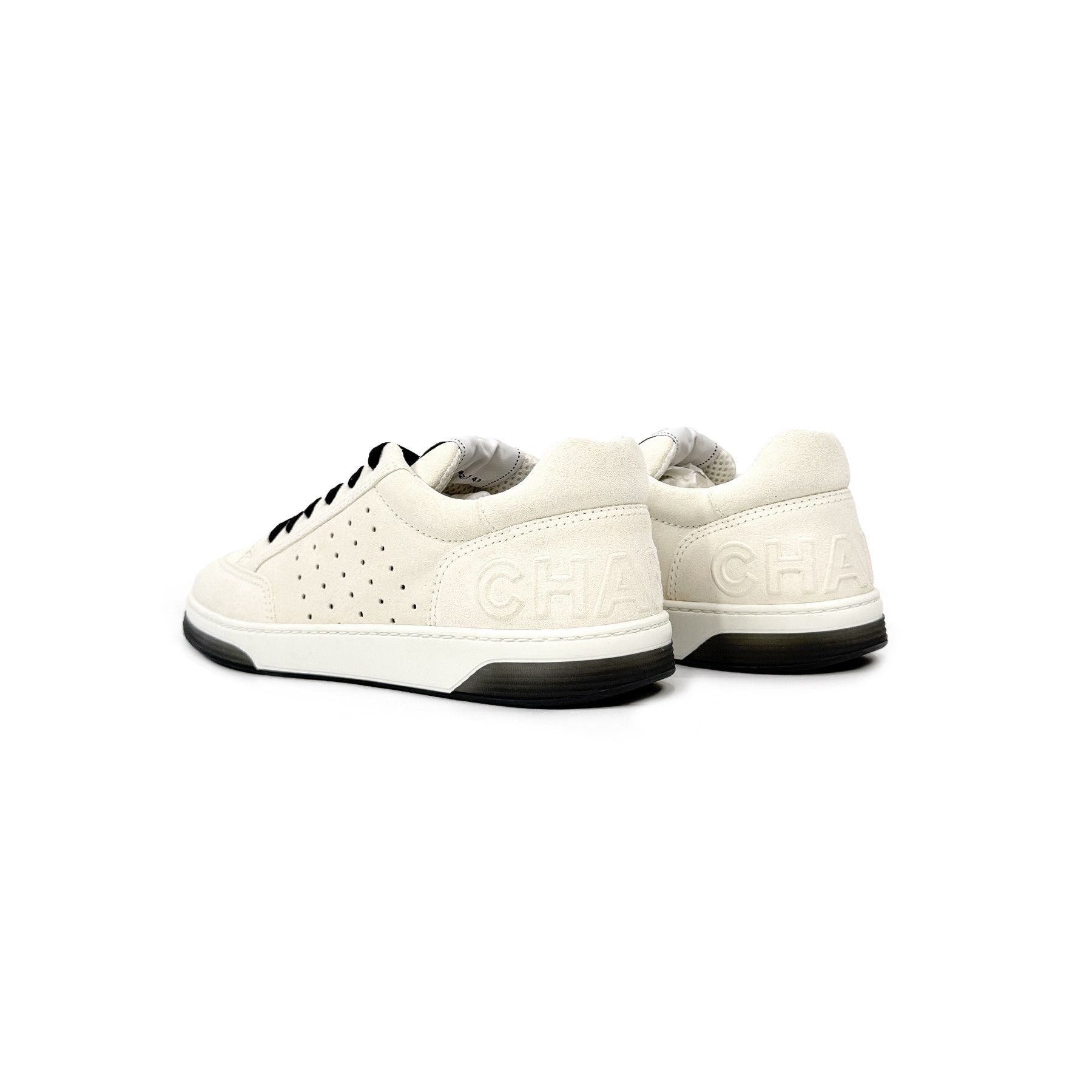 Chanel Chanel 22A White & Black Suede Sneakers Size US 10 / EU 43 - 4 Thumbnail