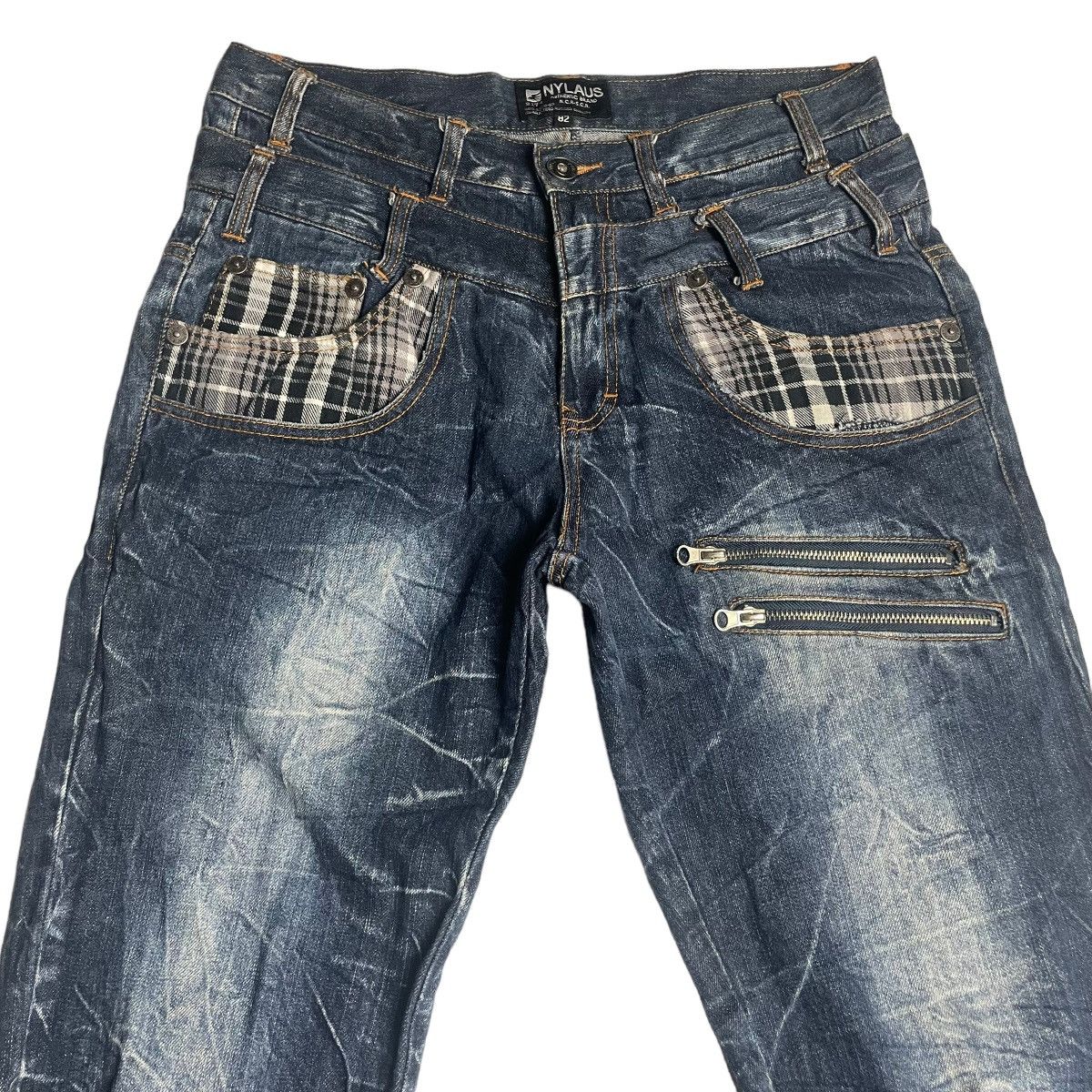 If Six Was Nine × Japanese Brand × Le Grande Bleu (L.G.B.) 🇯🇵 VINTAGE NYLAUS DOUBLE WAIST DENIM PANTS Size US 30 / EU 46 - 3 Thumbnail