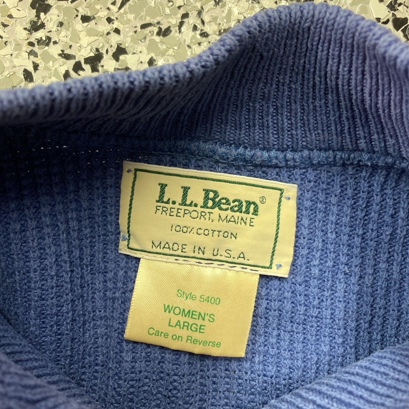 Vintage VINTAGE LL Bean Henley Women Large Blue Sweater Made in USA Stretch Size L / US 10 / IT 46 - 2 Thumbnail