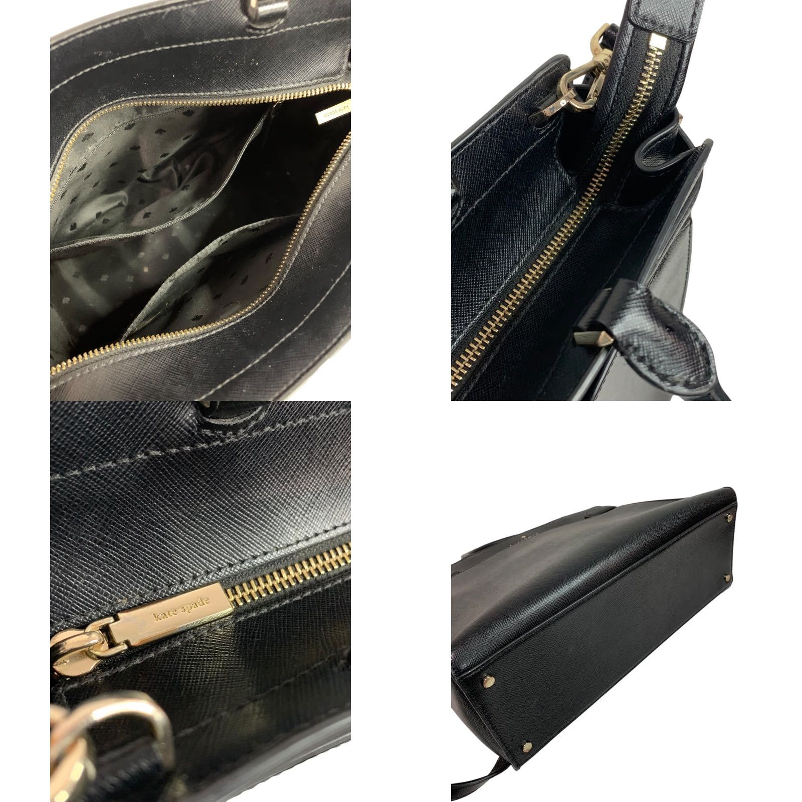 Vintage VINTAGE Kate Spade Staci Large Satchel Handbag Black Saffiano Leather WKRU6949 Satchel/Top Handle Bag Womens Leather Black WKRU6949 Size ONE SIZE - 8 Thumbnail