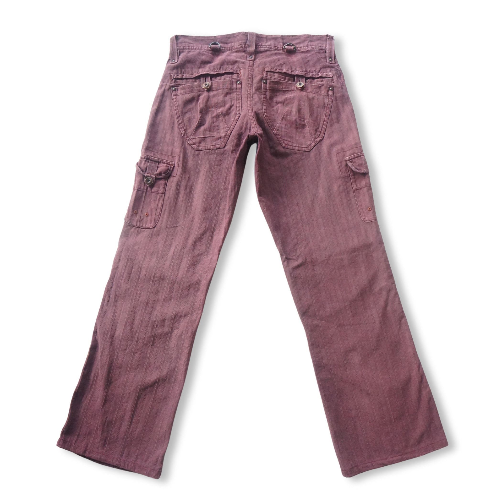 Japanese Brand × Vintage OilCake Multi Pockets Distressed Faded Maroon Cargo Pants Size 29" - 2 Thumbnail
