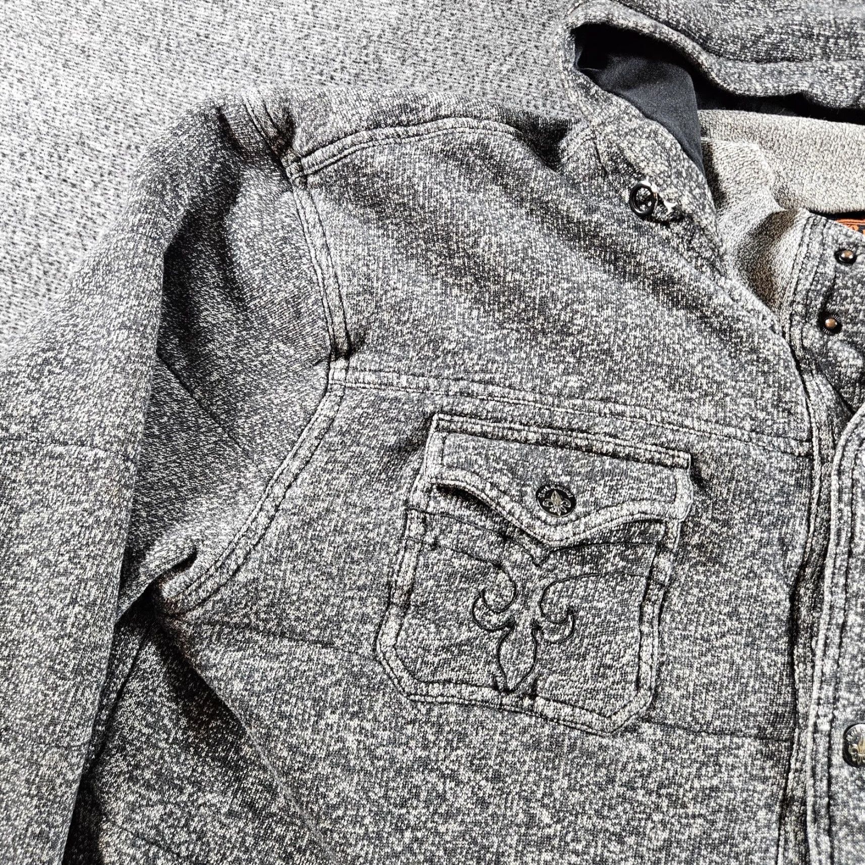 Vintage Rock Revival Hoodie Jacket Mens 2XL Gray Snap Fleece Lined Embroidered Logo Cotton Polyester Pocket Hoodie Size US XXL / EU 58 / 5 - 3 Thumbnail