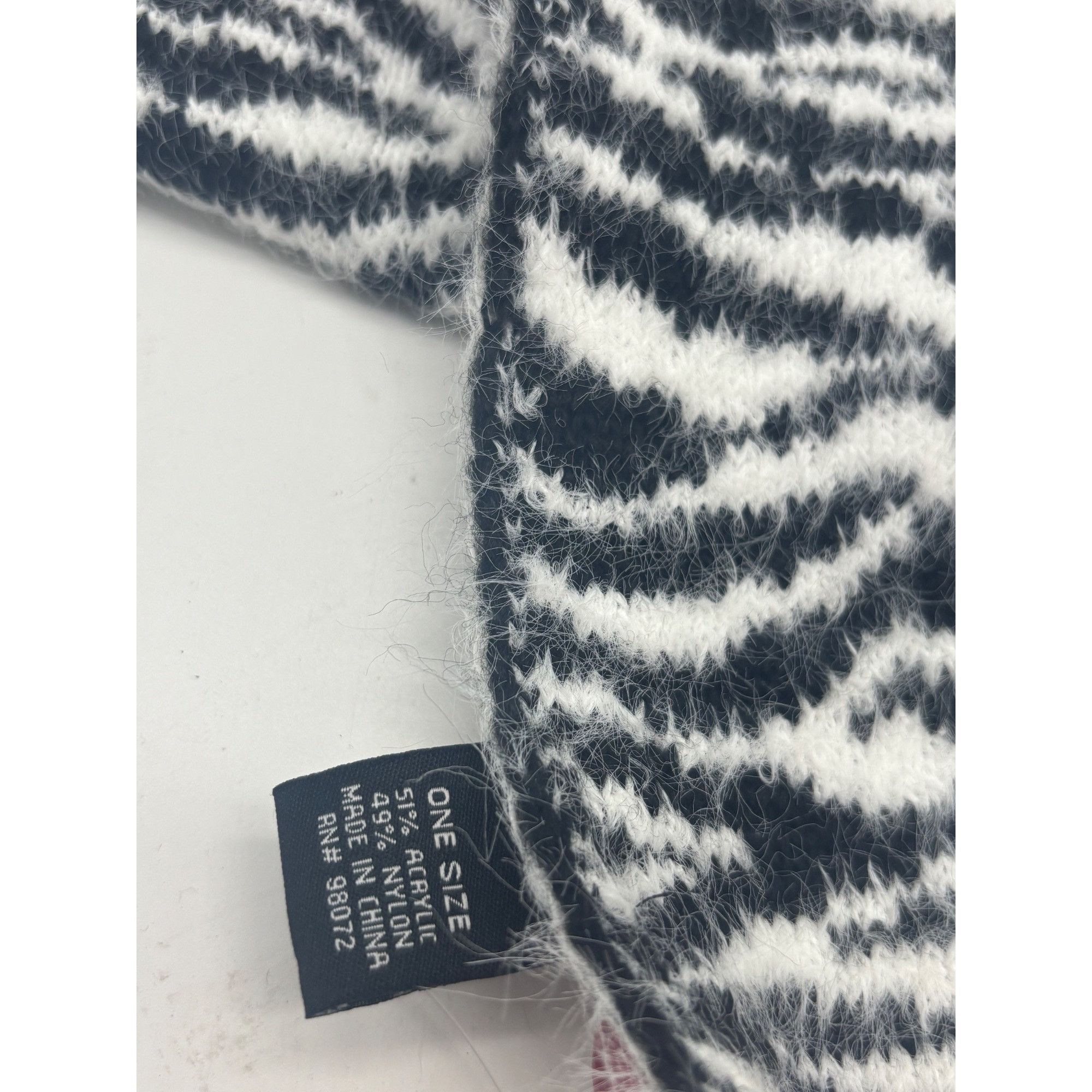 DKNY DKNY Fuzzy Animal Print Knit Scarf , Black/ White 12"x67" Size ONE SIZE - 10 Thumbnail