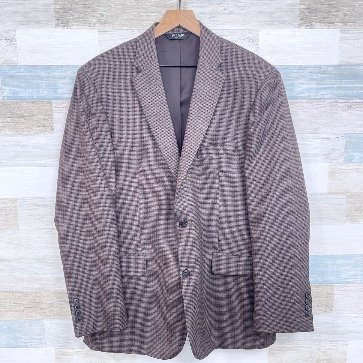 Jos. A. Bank Jos A Bank Travelers Wool Tailored Fit Brown Plaid 44L Size 44L - 1 Thumbnail