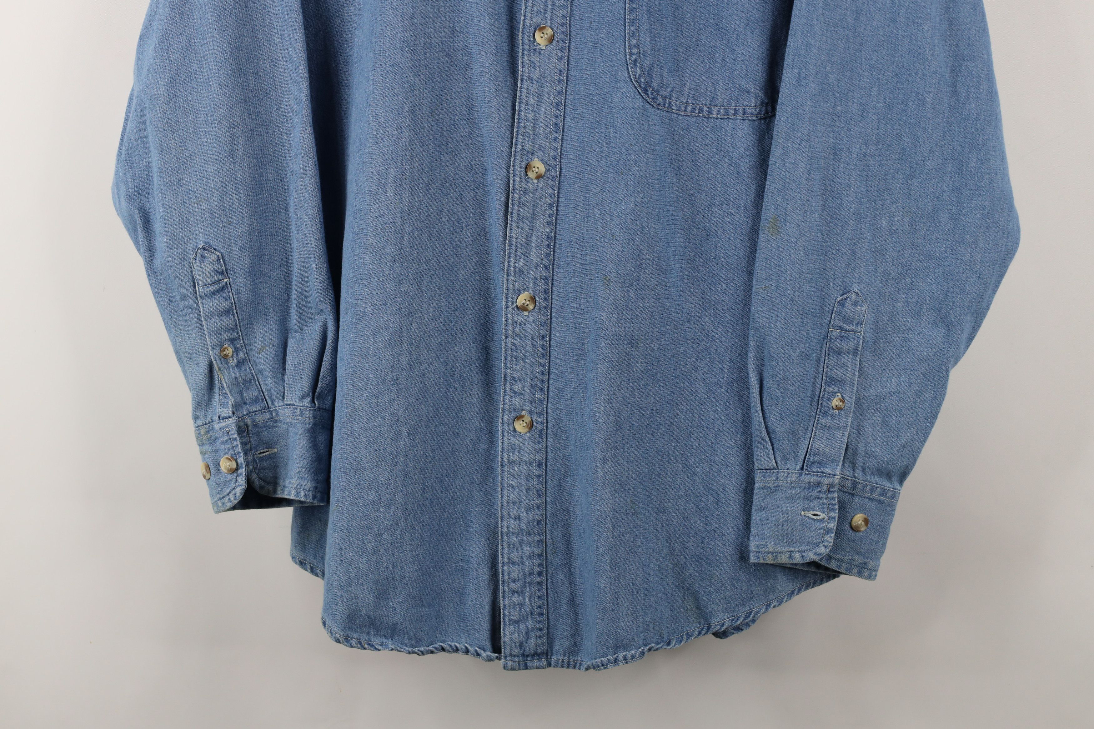 Vintage Vintage 90s Streetwear Blank Denim Jean Button Down Shirt Size US M / EU 48-50 / 2 - 3 Thumbnail