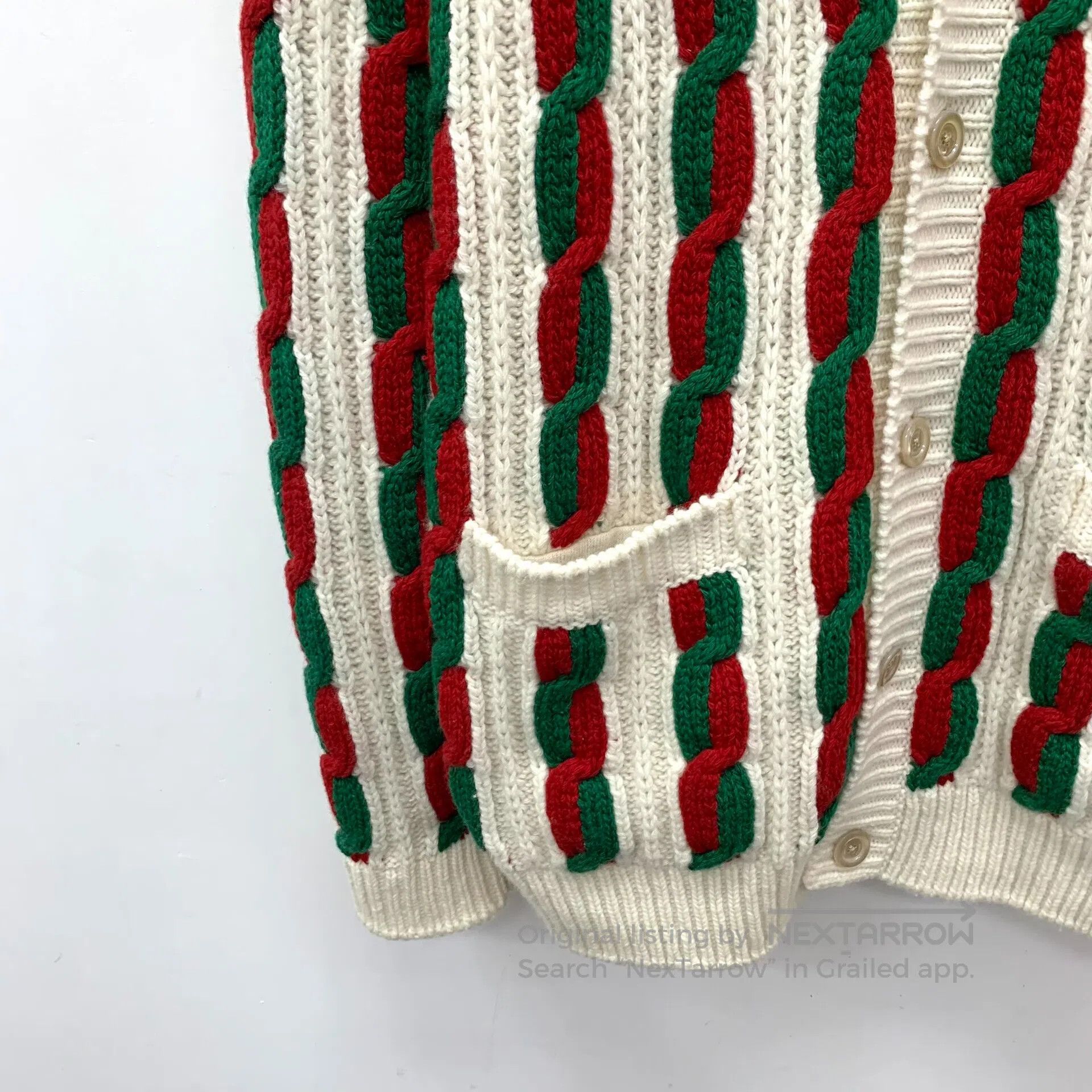 Gucci Guicci Color Blocked Twisted Knit Wool V-neck Single-breas Size S / US 4 / IT 40 - 4 Thumbnail
