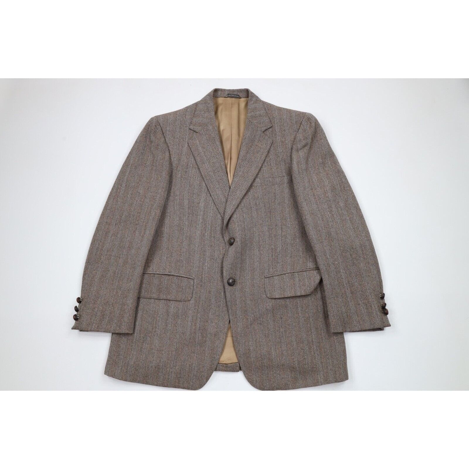 Vintage Vintage 70s 2 Piece Wool Wedding Suit Bell Bottoms Size 40R - 2 Thumbnail