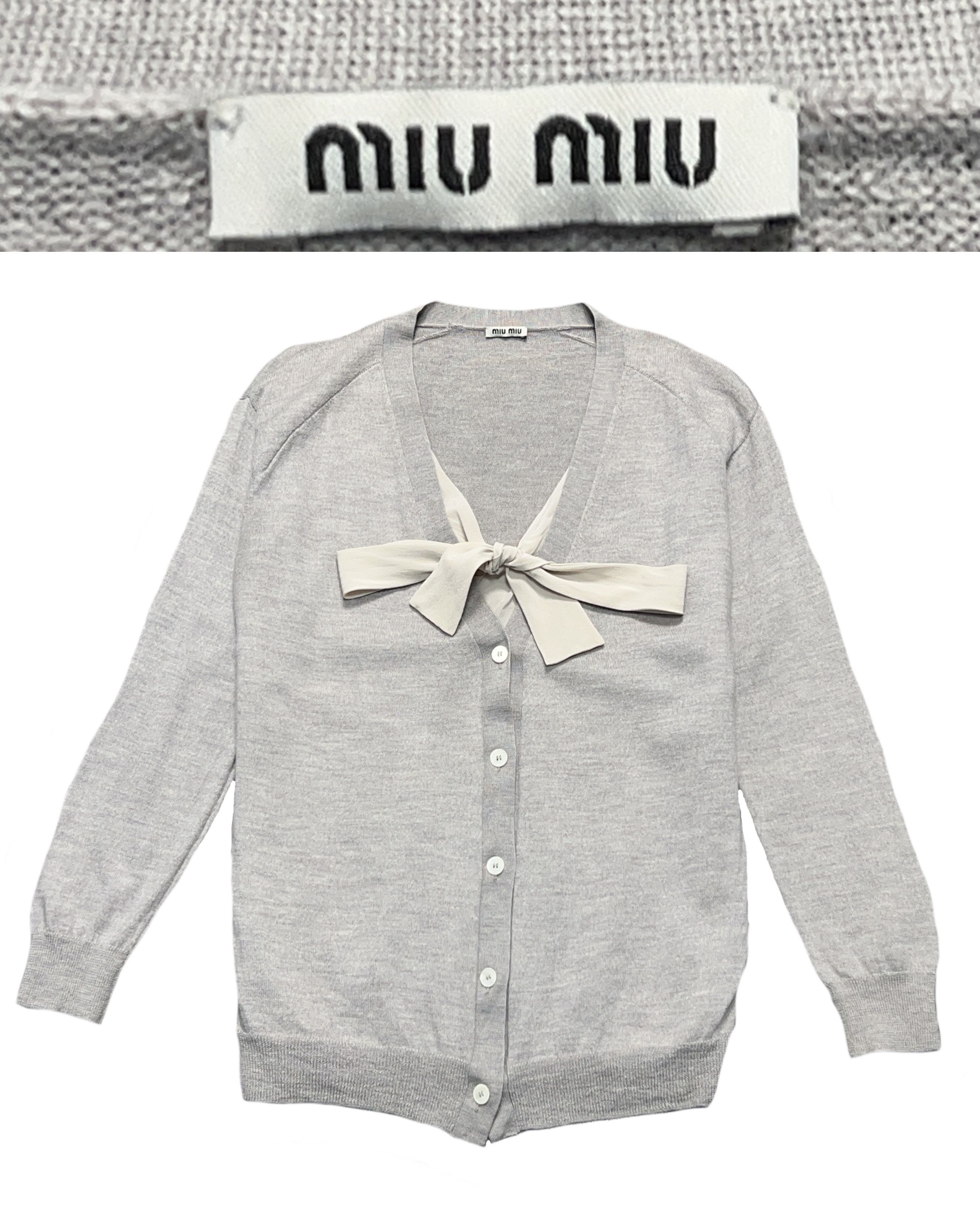 Miu Miu Gray Button Cardigan Bow Style Pullover Sweater Size M/L Size M / US 6-8 / IT 42-44 - 1 Thumbnail