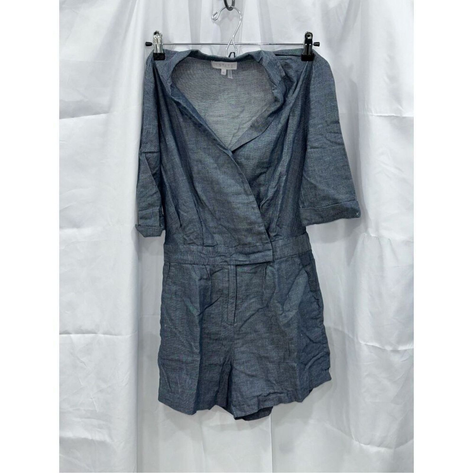 Other 1.state Chambray Short Sleeve V-Neck Romper | Sz XS Size 26" / US 2 / IT 38 - 3 Thumbnail