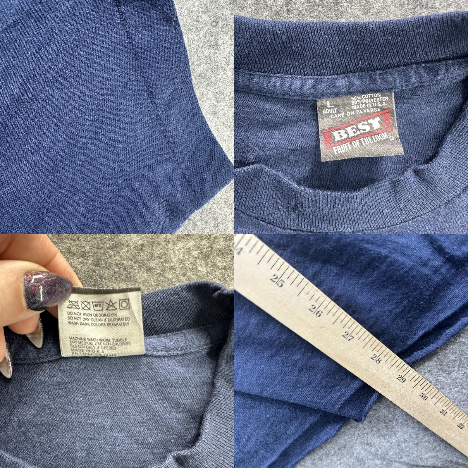 Fruit Of The Loom VINTAGE Chequamegon Snowshoe Championship Shirt Mens L Blue 90s Sports Graphic Print 1996 Hayward Wisconsin Mens Size US L / EU 52-54 / 3 - 8 Thumbnail