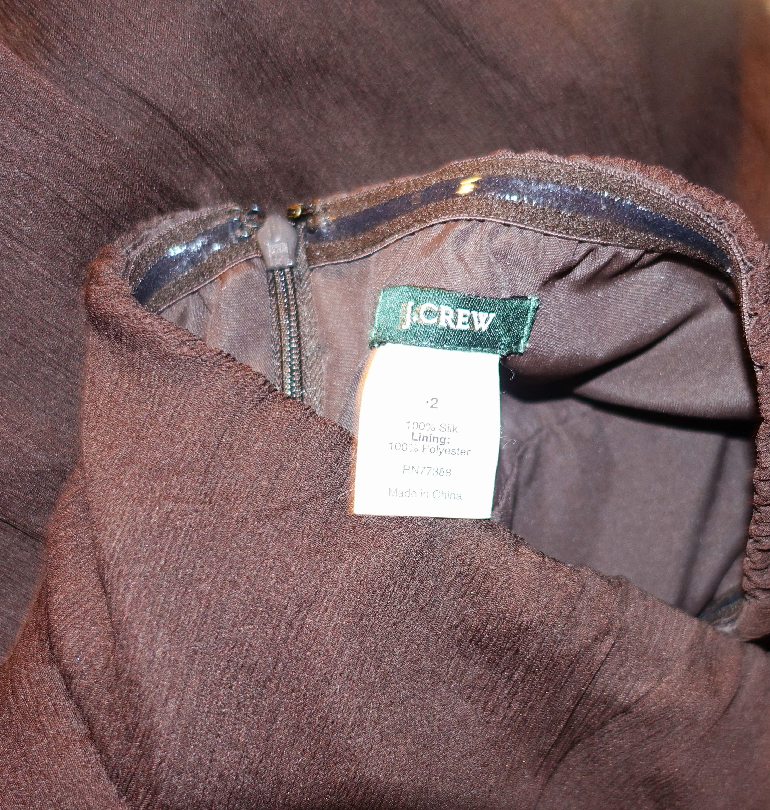 J.Crew J. Crew Brown Silk Strapless Dress 2 Size XS / US 0-2 / IT 36-38 - 7 Thumbnail