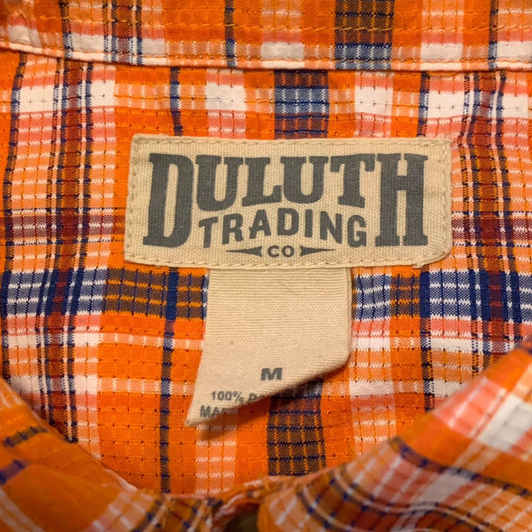 Vintage Duluth Shirt Men Medium Orange Plaid Button-Up Short Sleeve Pockets Casual Travel Outdoor Fishing Hiking Size US M / EU 48-50 / 2 - 2 Thumbnail