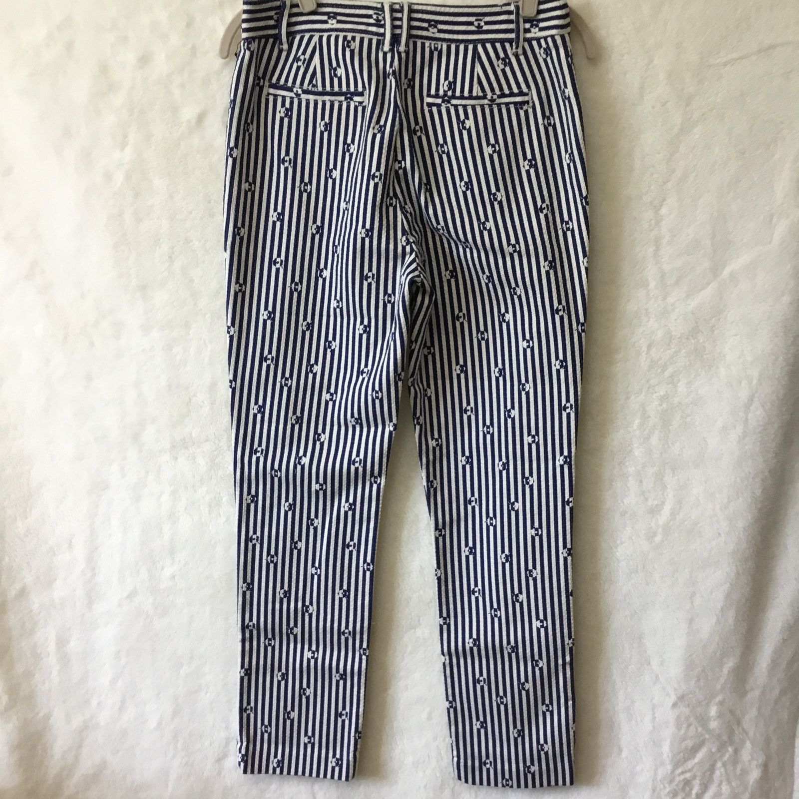 Anthropologie Anthropologie Blue & White Slim Trousers with Embroidery Size 27" / US 4 / IT 40 - 11 Thumbnail