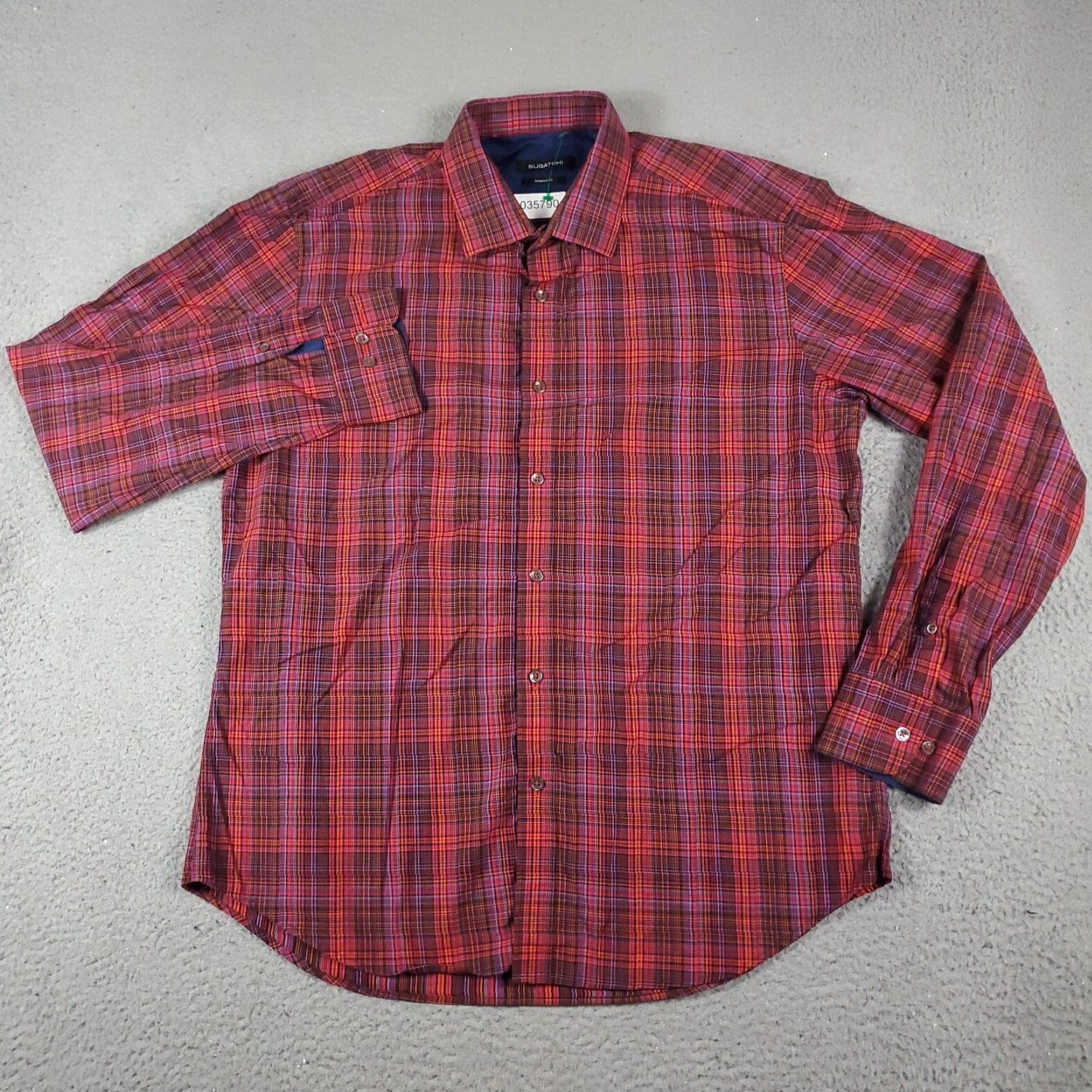 BUGATCHI Bugatchi Uomo Shirt XL Red Plaid Long Sleeve Button-Up Mens Size US XL / EU 56 / 4 - 2 Thumbnail