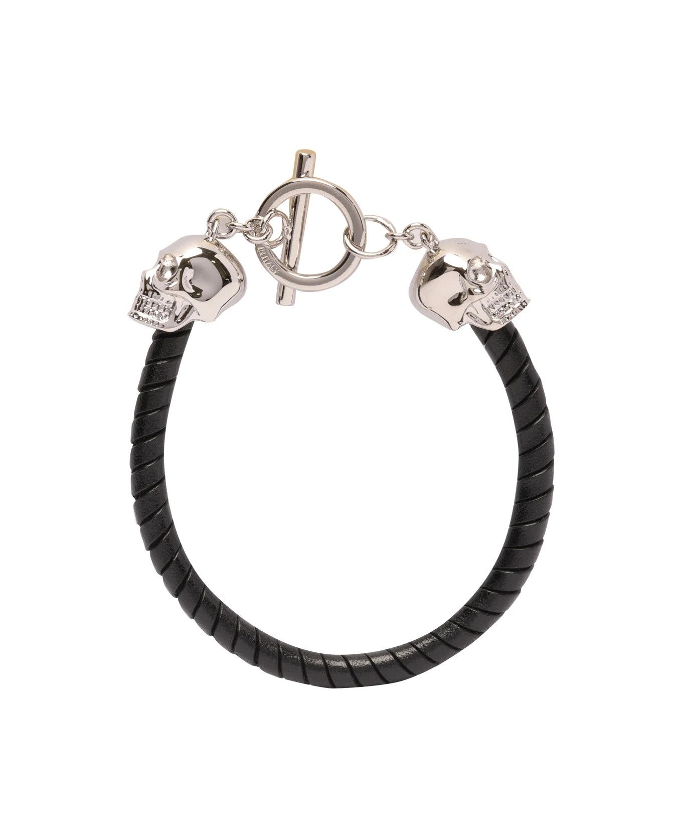 Alexander McQueen ALEXANDER MCQUEEN black T-bar leather skull bracelet q Size ONE SIZE - 1 Thumbnail