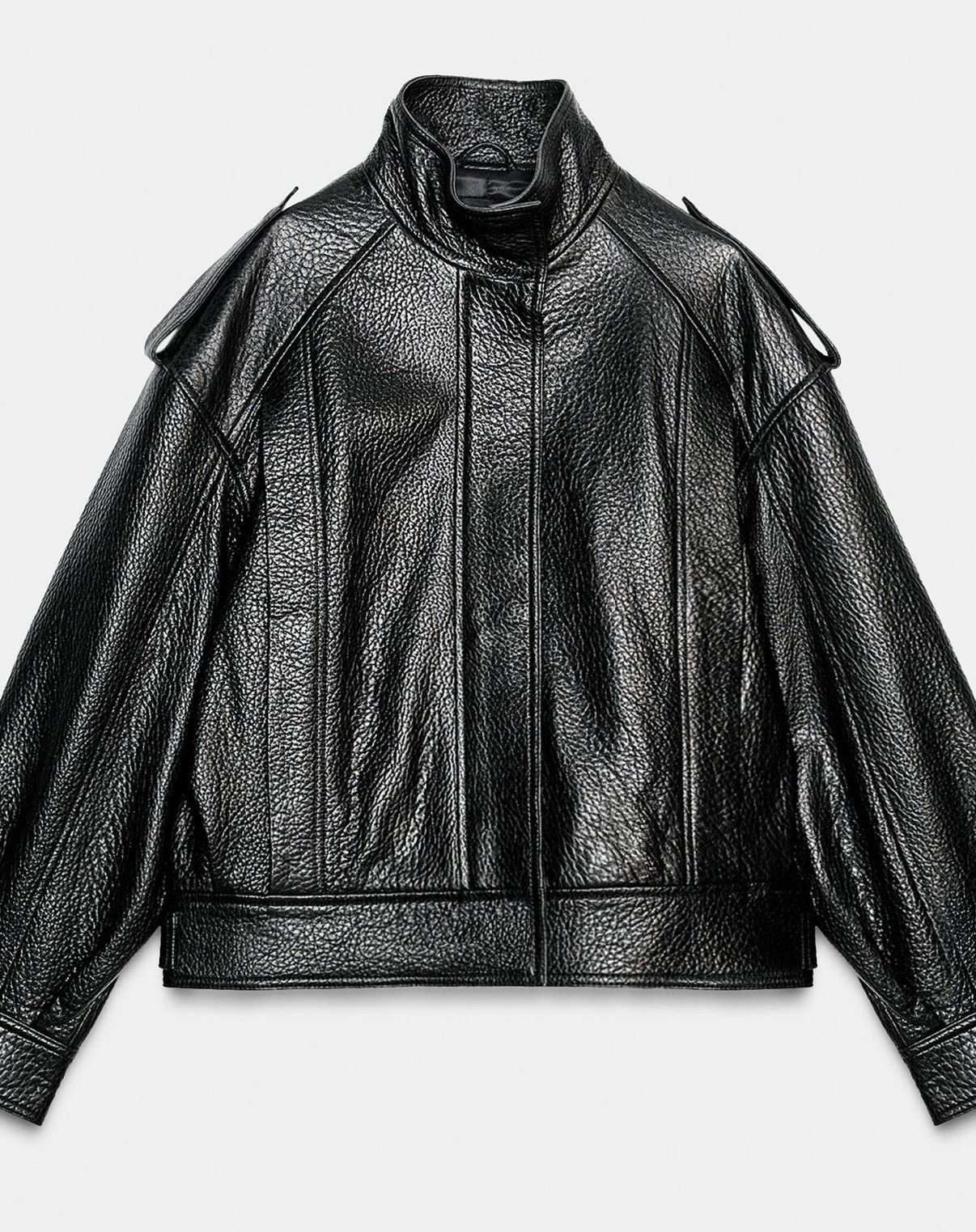 Zara Zara Leather Bomber Jacket ZW Collection Limited Edition - L Size L / US 10 / IT 46 - 1 Thumbnail