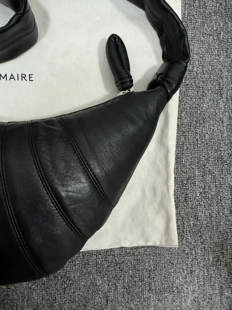 LEMAIRE Small Black Lamb Leather Horn Bag