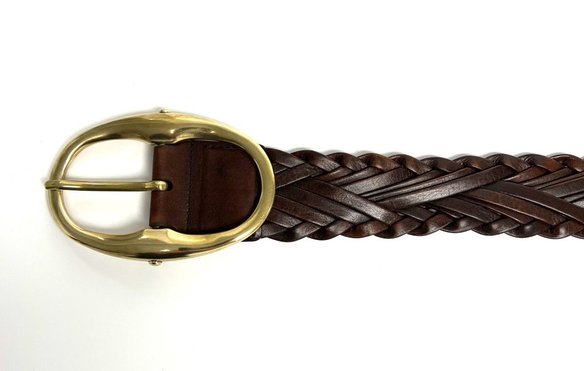 Yves Saint Laurent YVES SAINT LAURENT GOLD TONE BUCKLE W/ BRAIDED LEATHER BELT Size ONE SIZE - 19 Thumbnail