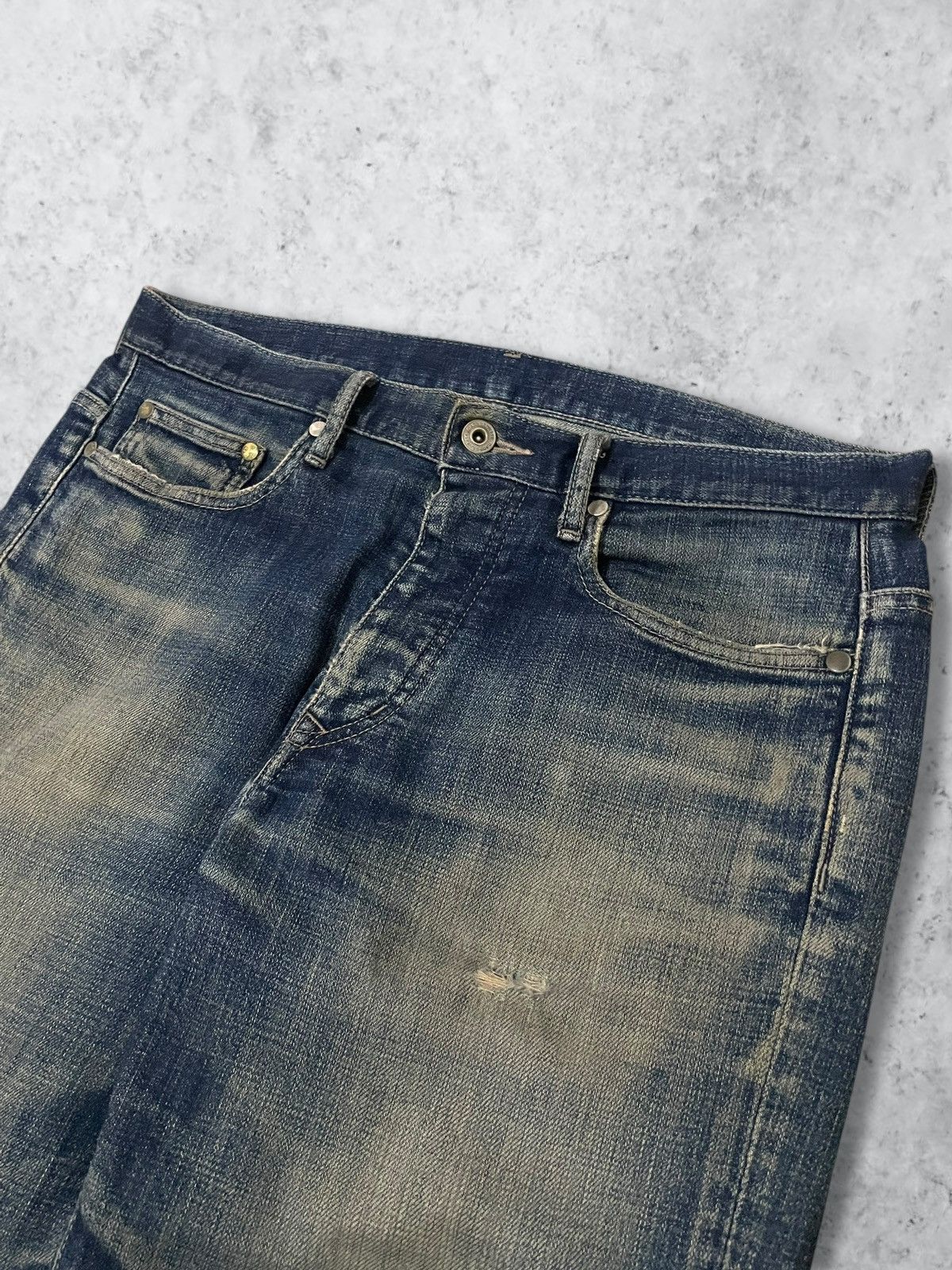 Number (N)ine Vintage Nano Universe Button Fly Blue Wash Loose Taper Jeans Size US 32 / EU 48 - 3 Thumbnail