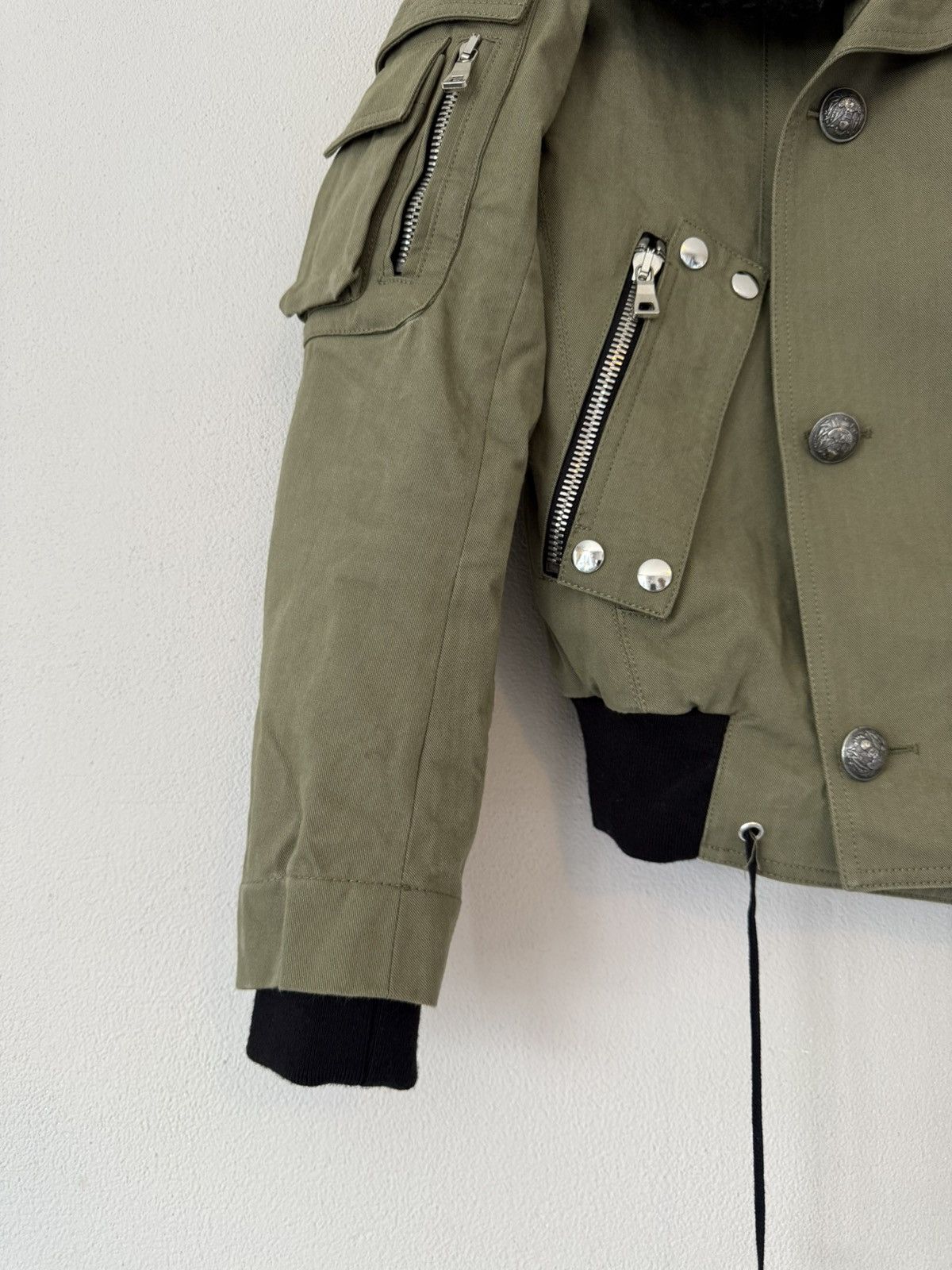 Balmain Military Bomber Jacket with Shearling Collar Size US M / EU 48-50 / 2 - 7 Thumbnail