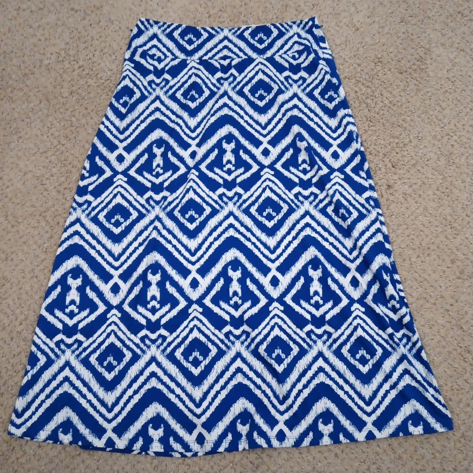 Vintage Covington Skirt Maxi Long Blue Geometric Pull On Elastic Waist M Regular Women Vintage No (note: keep original wording only) Size 32" / US 10 / IT 46 - 2 Thumbnail