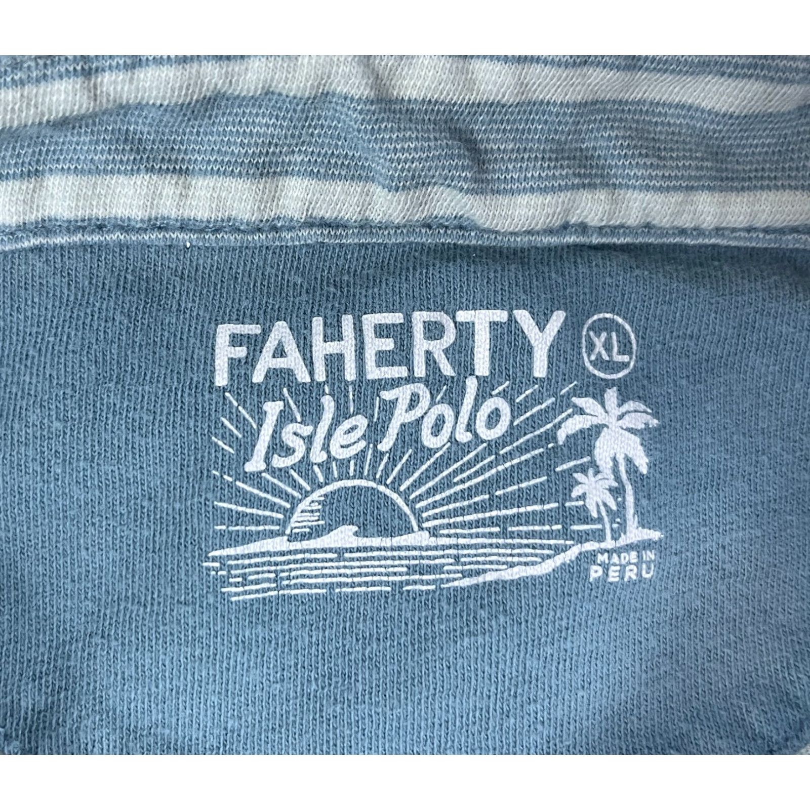 Faherty Faherty Men's Isle Polo Shirt Striped XL Blue 100% Cotton Shirt Mens XL Striped Polo 100% Cotton Classic Modern Preppy Size US XL / EU 56 / 4 - 4 Thumbnail