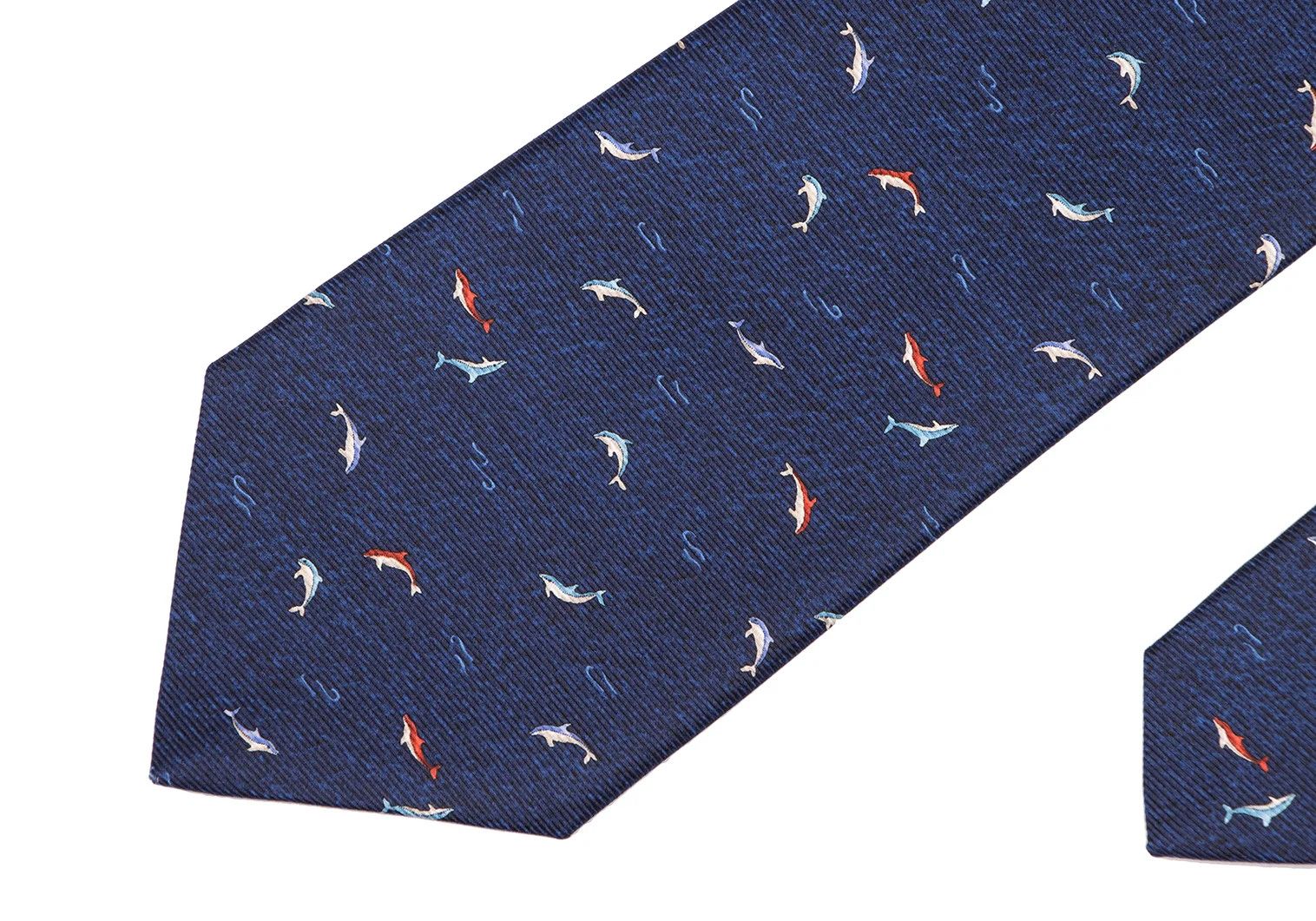 Bvlgari Dolphin Pattern Silk Tie in Blue, Navy, and Red Size ONE SIZE - 3 Thumbnail