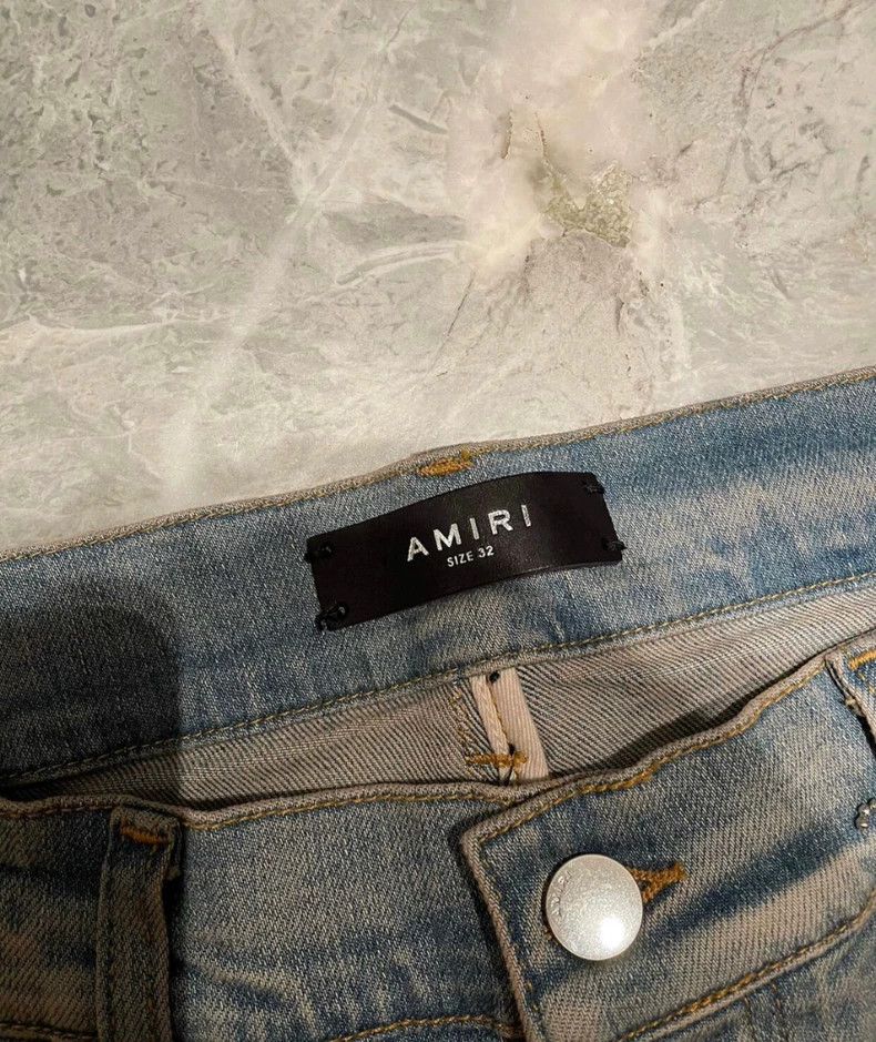 Amiri Amiri badge spliced blue denim pants Size US 32 / EU 48 - 2 Thumbnail