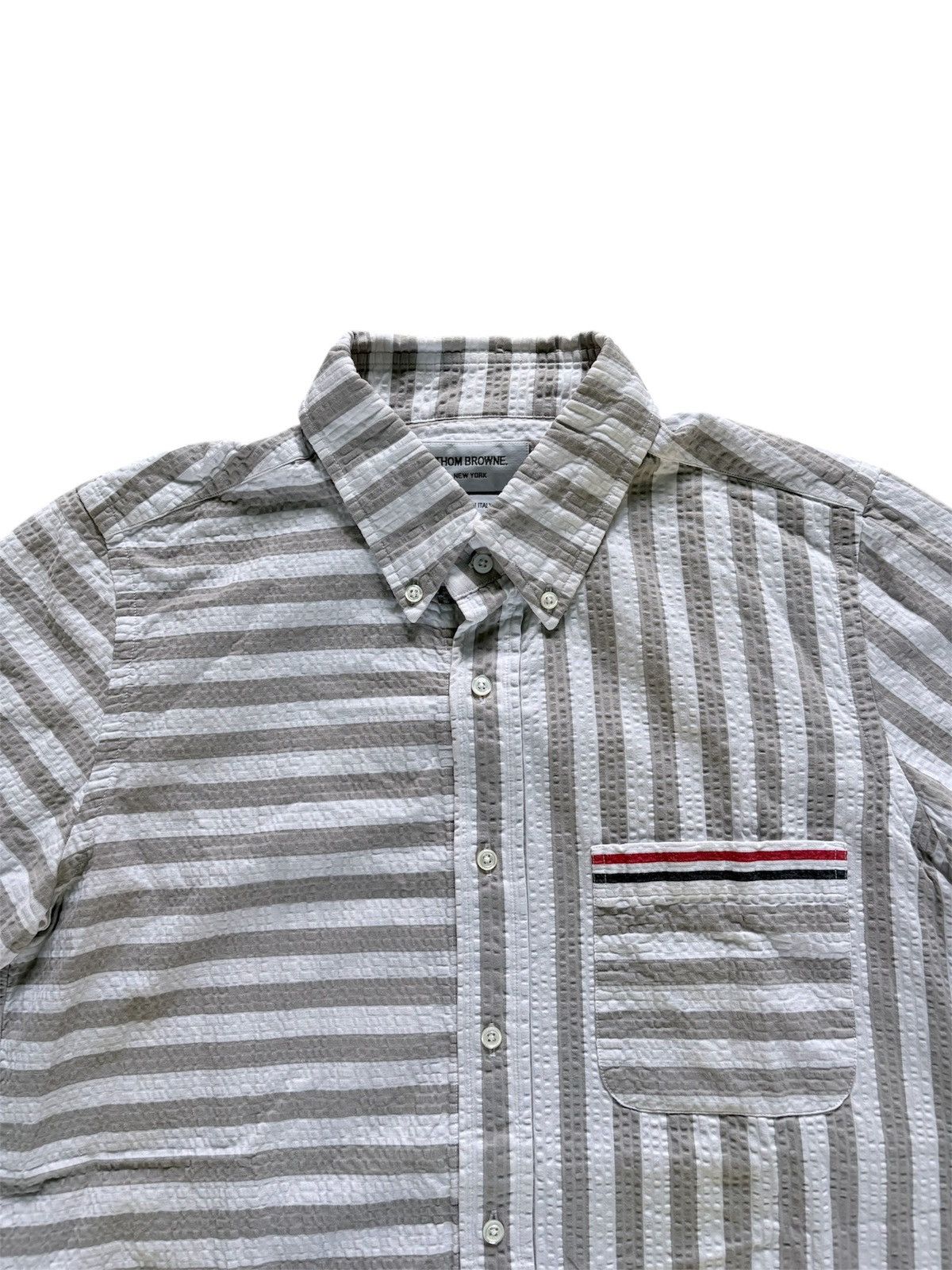 Thom Browne Thom Browne White Grey Striped Button shirt Size US M / EU 48-50 / 2 - 4 Thumbnail