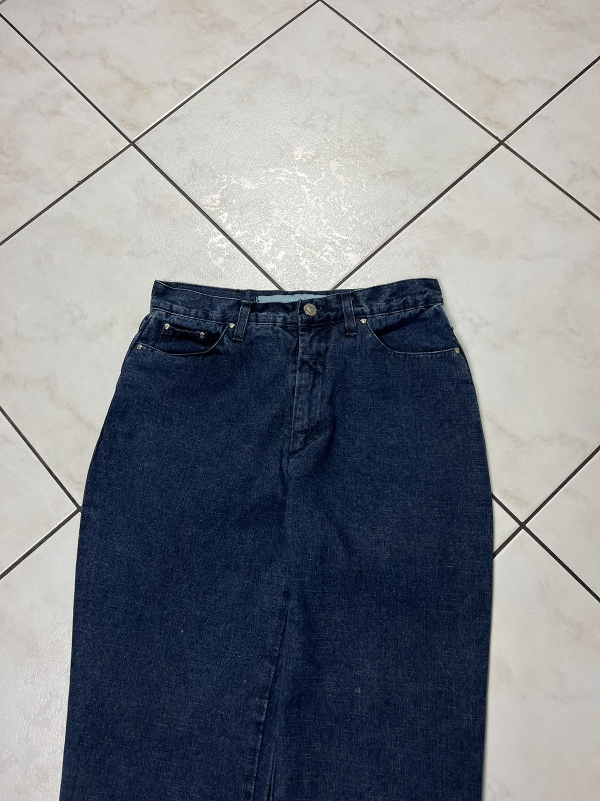 Versace × Versace Jeans Couture × Vintage Vintage Versace Jeans Couture denim pants shiny soaked dip Size 30" / US 8 / IT 44 - 3 Thumbnail