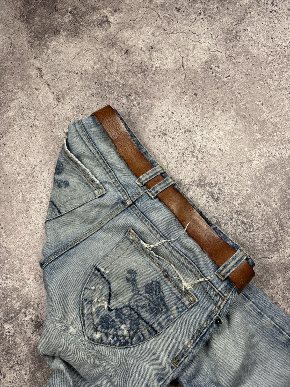 Japanese Brand 00’s NUMBER NINE STYLE LEATHER RARE Y2K WESTERN BELT VINTAGE Size ONE SIZE - 4 Thumbnail