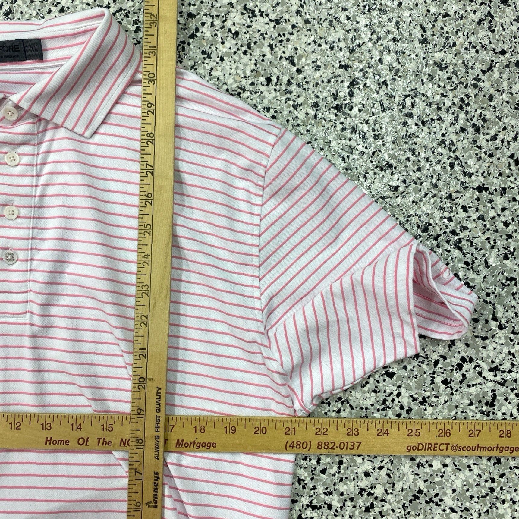 G/FORE G/FORE Polo Shirt Mens XL Pink White Stripe Lightweight Logo Golf Performance Shirt Size US XL / EU 56 / 4 - 3 Thumbnail