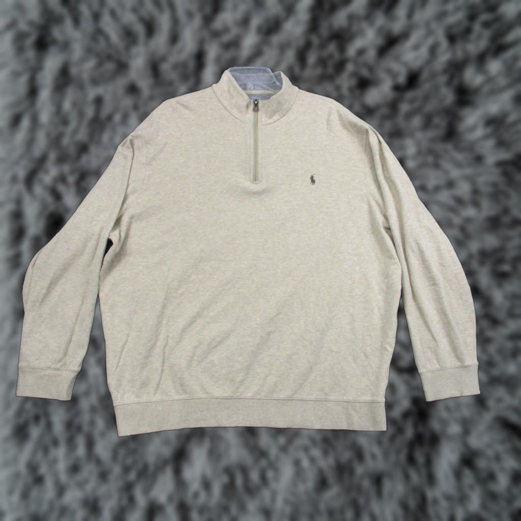 Polo Ralph Lauren **Polo Ralph Lauren Mens 2XL Beige Quarter Zip Sweater Pony Logo** User: **Ralph Lauren Mens 2XL Beige Quarter Zip Sweater Pony Logo** Size US XXL / EU 58 / 5 - 1 Thumbnail