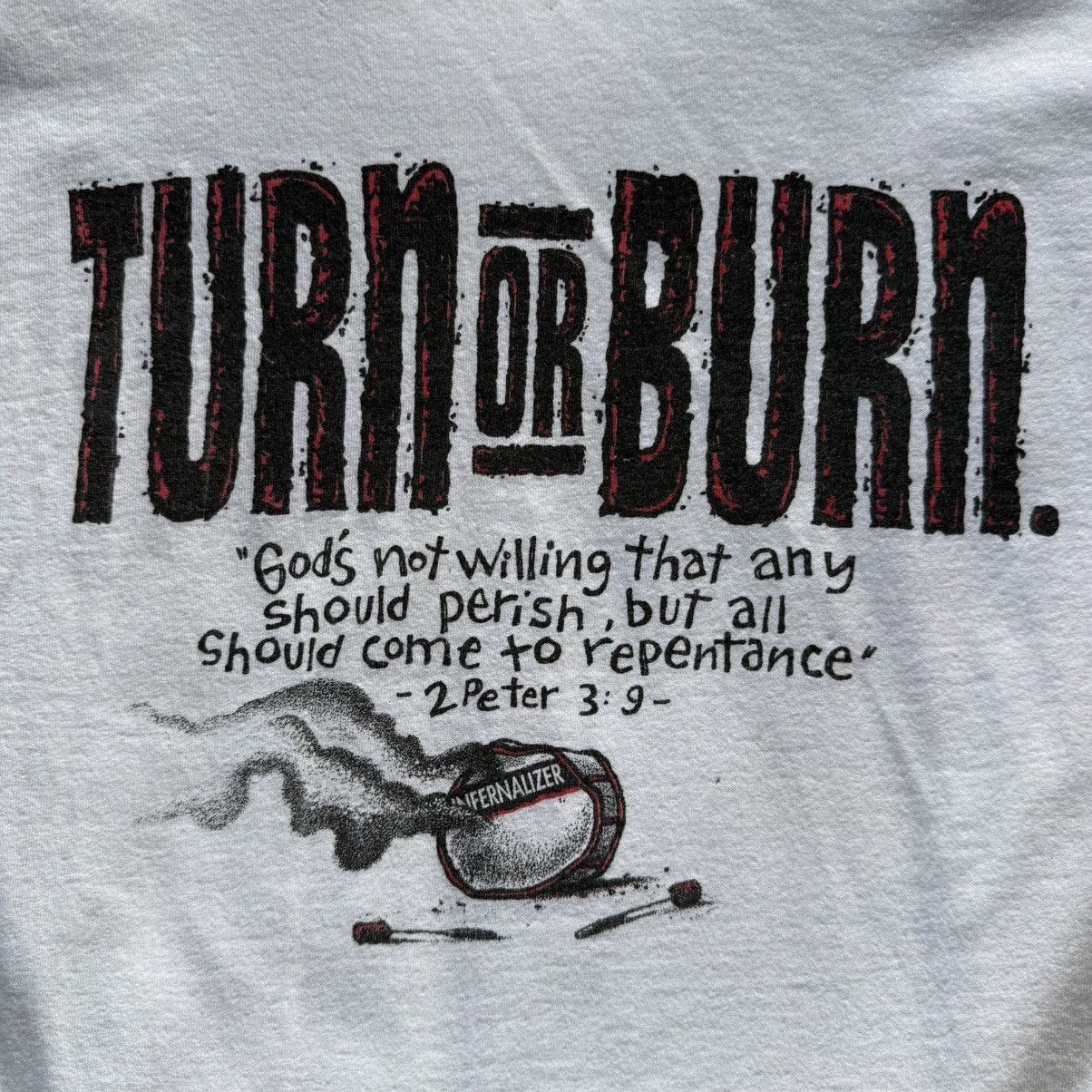Delta 1993 Turn Or Burn graphic Tee Single Stitch Mens Medium Size US M / EU 48-50 / 2 - 5 Thumbnail