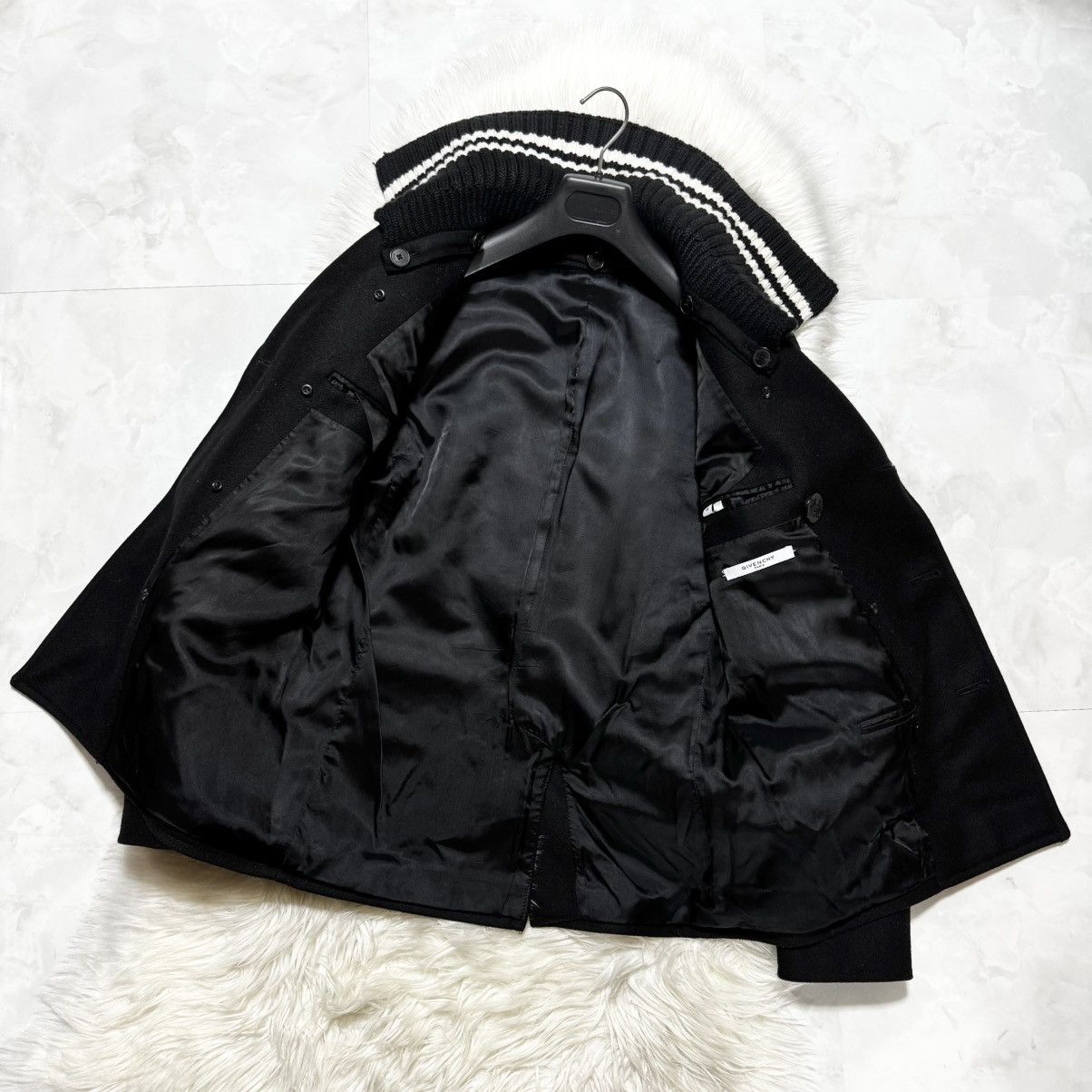 Givenchy Givenchy Striped Rib Knit Melton Peacoat Jacket Size US S / EU 44-46 / 1 - 8 Thumbnail